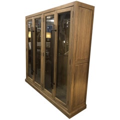 Restoration Hardware Display English Brass Bar Pull Glass 4-Door Cabinet