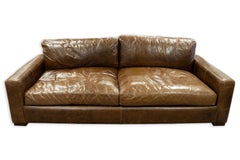 Restoration Hardware Distressed Italian Cocoa Leather Classic Maxwell Sofa