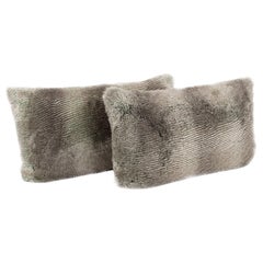 Used Restoration Hardware Faux Fur Throw Pillow, a Pair
