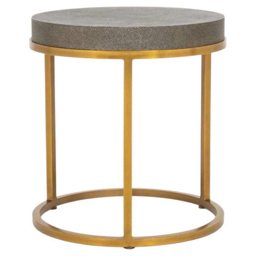Restoration Hardware Faux Shagreen and Brass Side Table