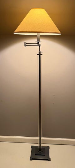 Restoration Hardware French Column Industrial Swing Arm Task Floor Lamp Bronze