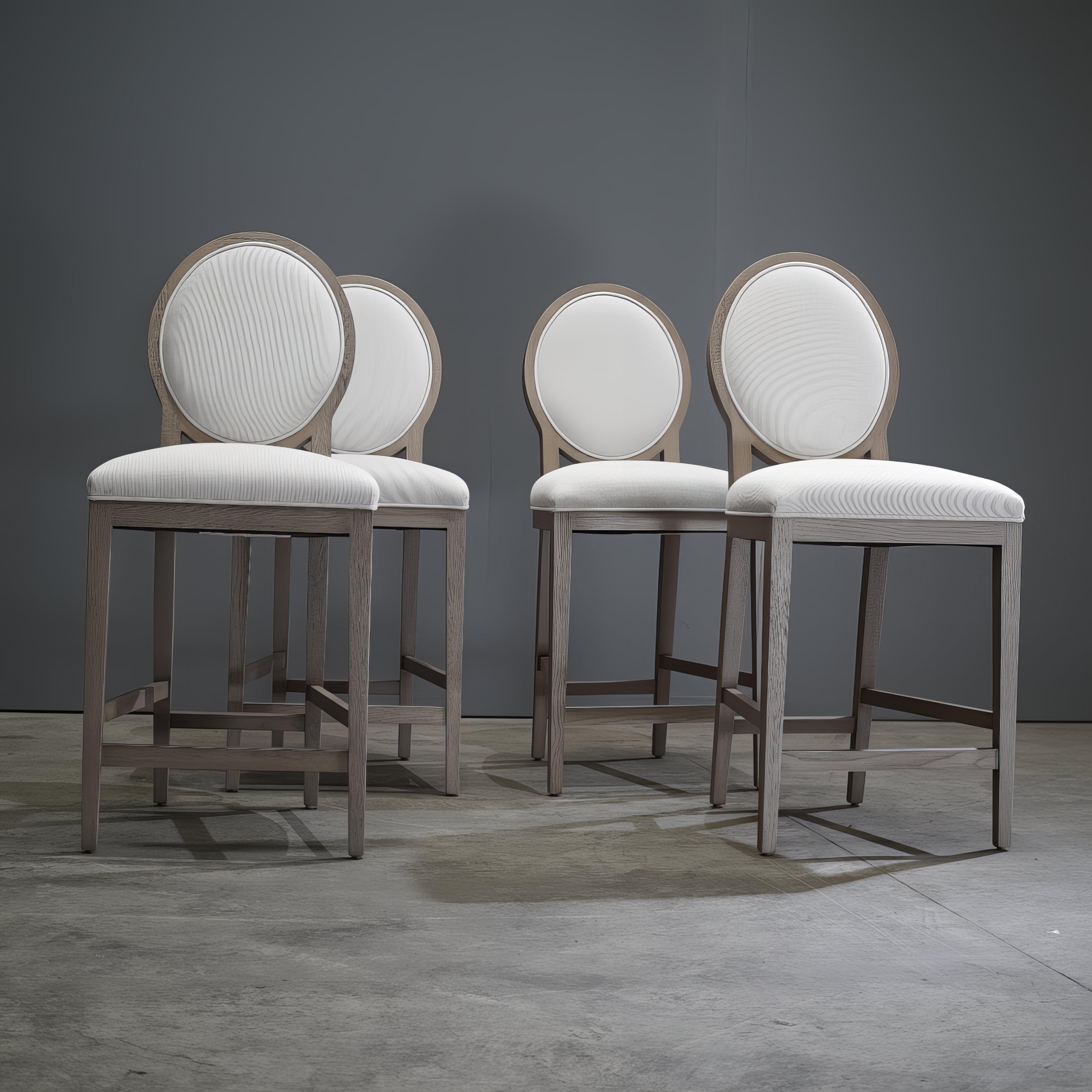 Modern Restoration Hardware French Contemporary Round Fabric Counter Stool