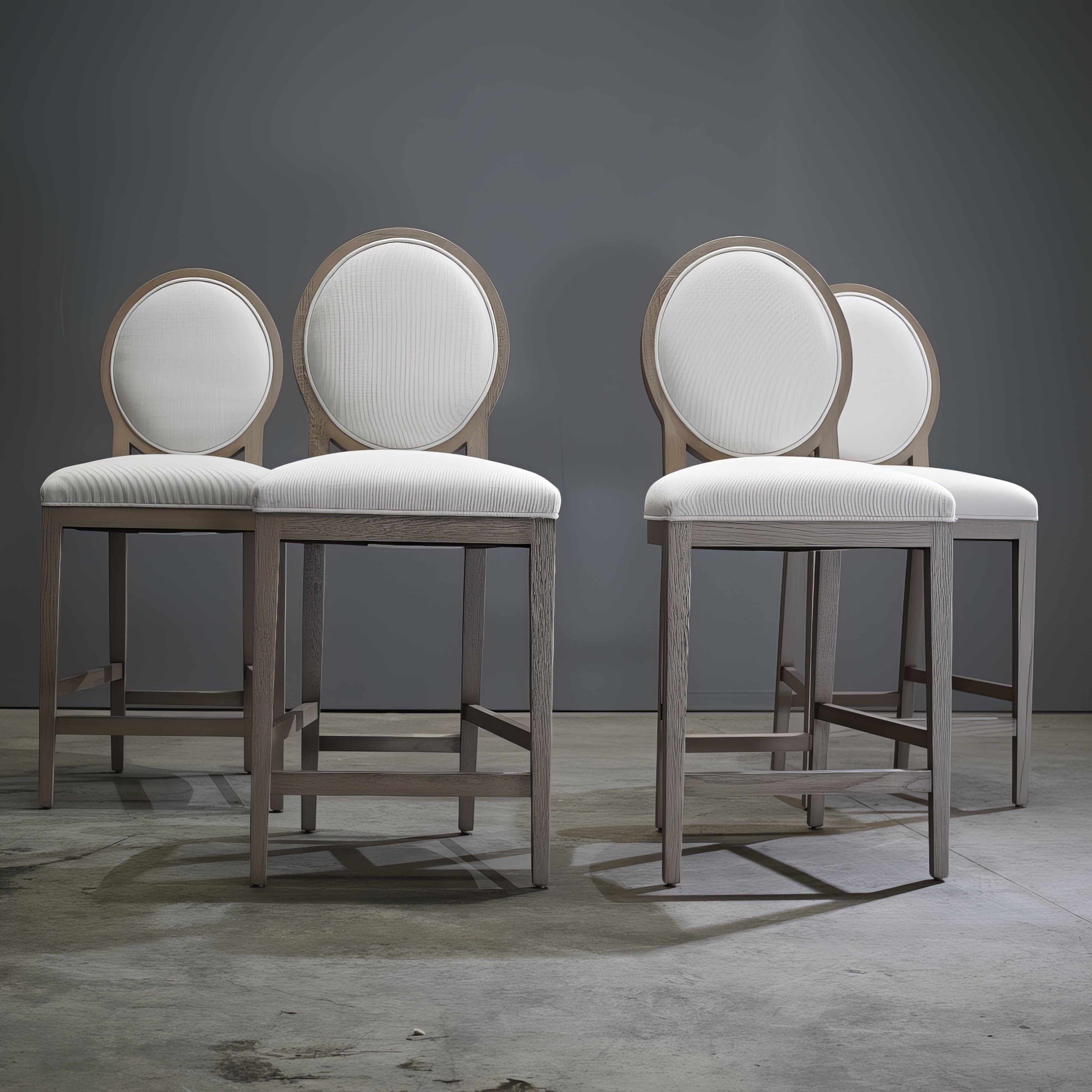 American Restoration Hardware French Contemporary Round Fabric Counter Stool