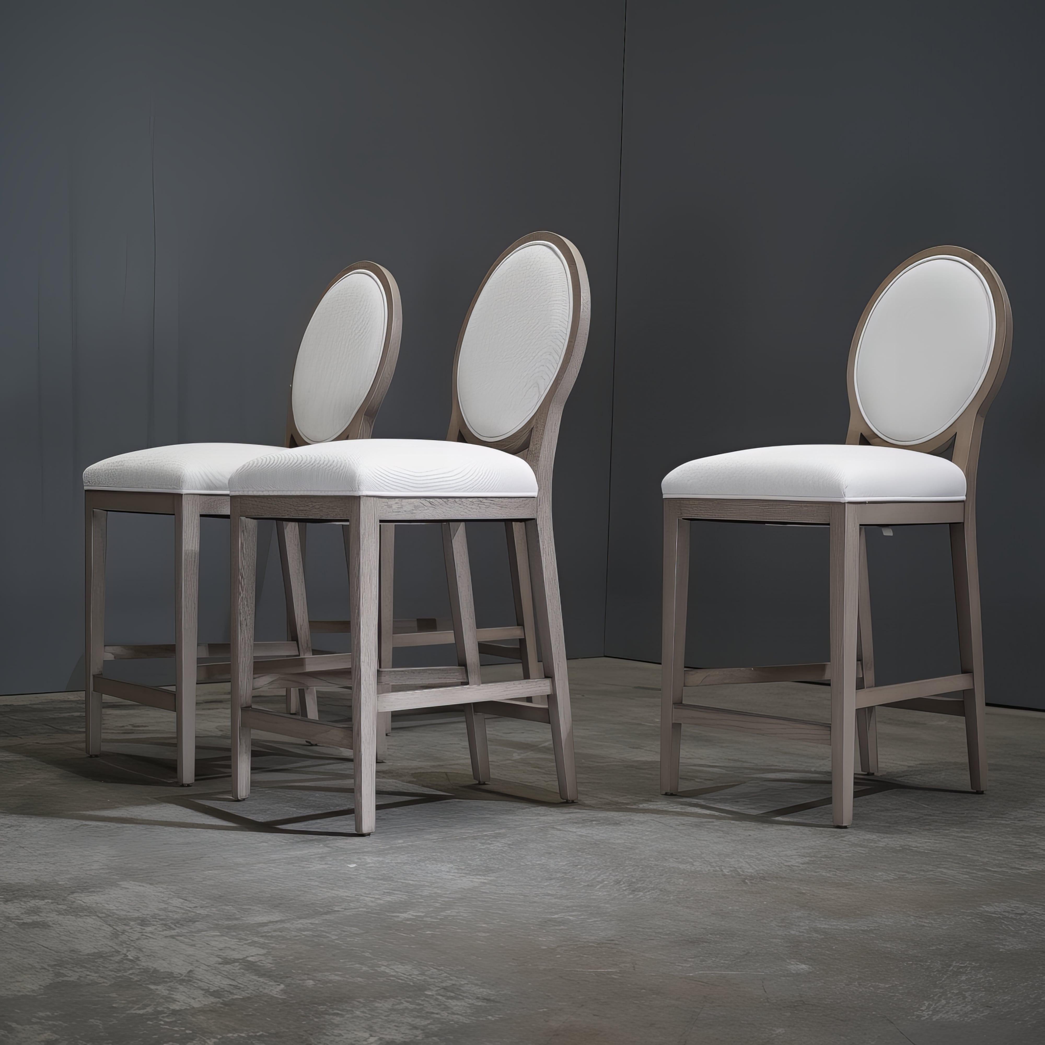 Restoration Hardware French Contemporary Round Fabric Counter Stool In Good Condition In Basildon, London