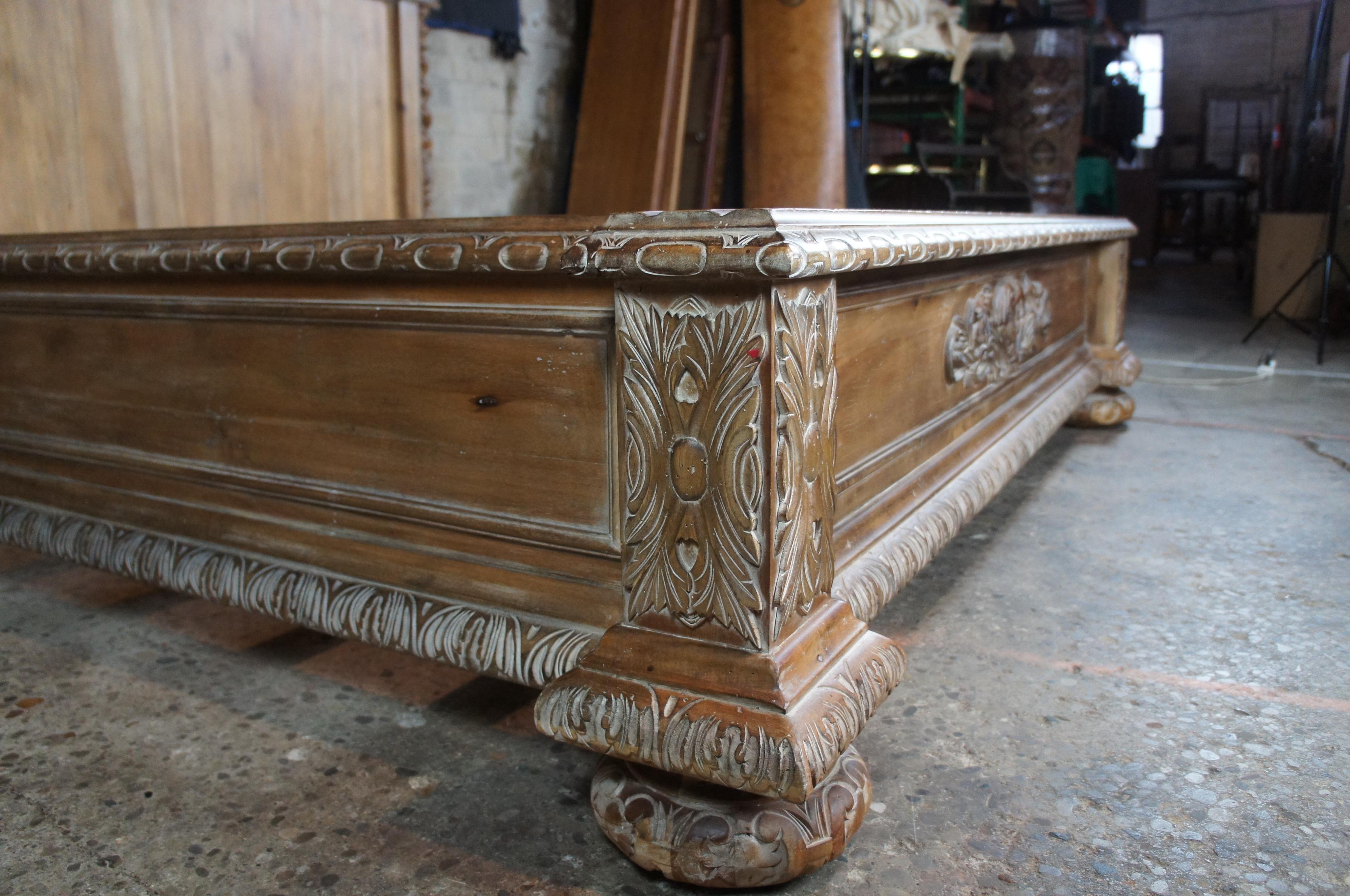 Restoration Hardware French Empire Carved King Size Panel Bed Sandblasted 2