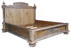 Restoration Hardware French Empire Carved King Size Panel Bed Sandblasted