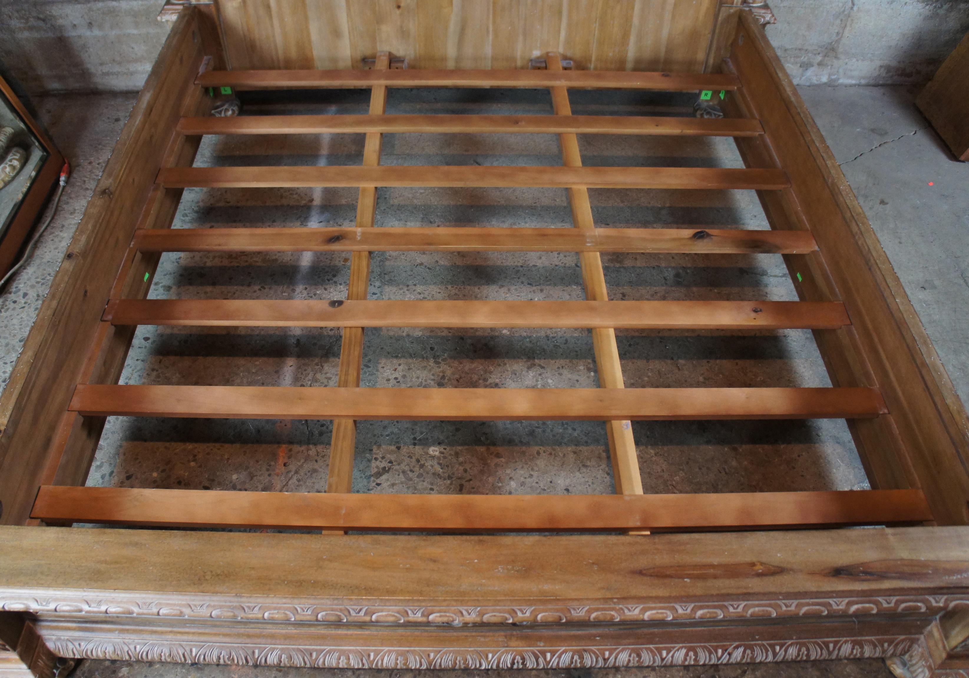 Hardwood Restoration Hardware French Empire Carved King Size Panel Bed Sandblasted
