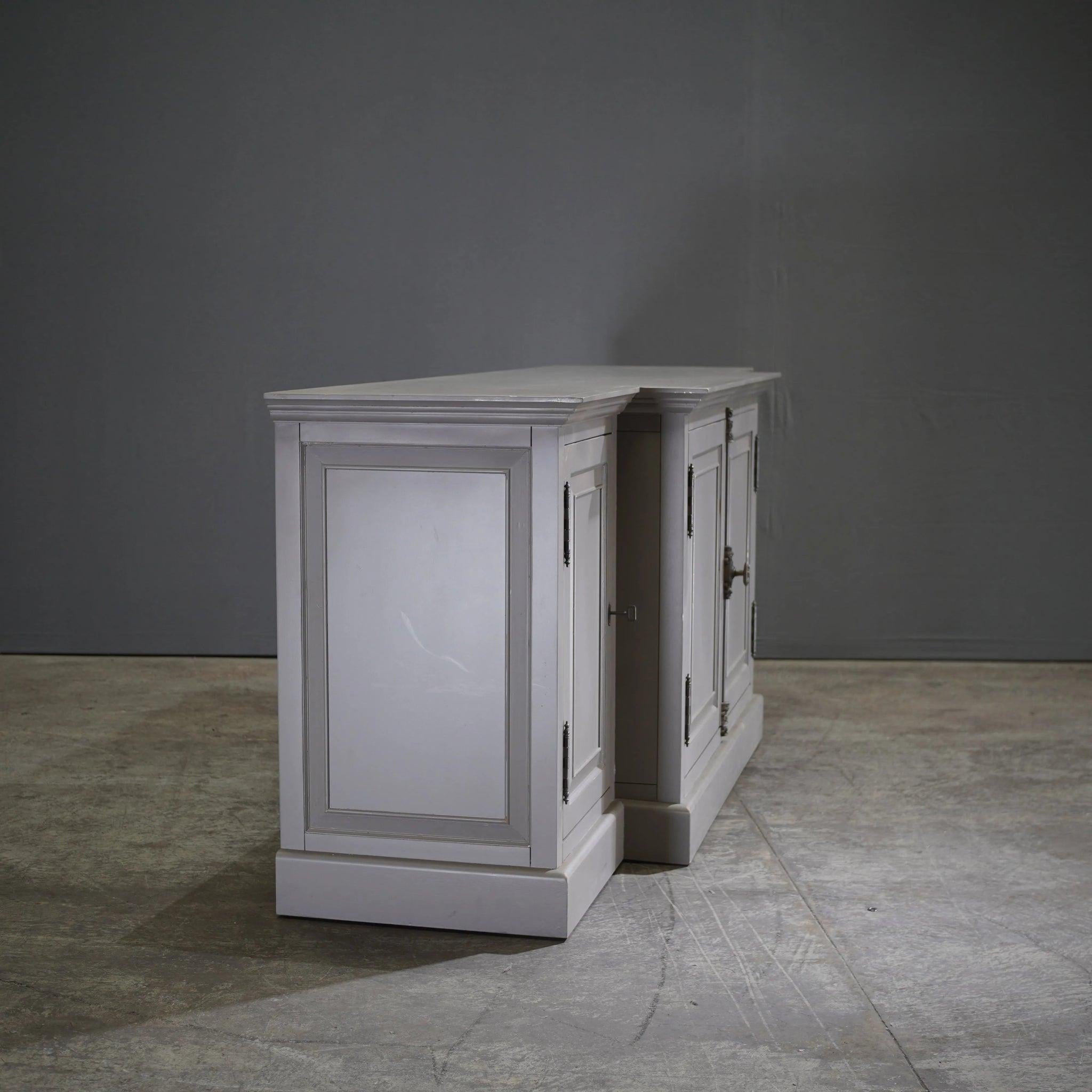 Contemporary Restoration Hardware French Panel Grey Media Sideboard by Luay Al-Rawi