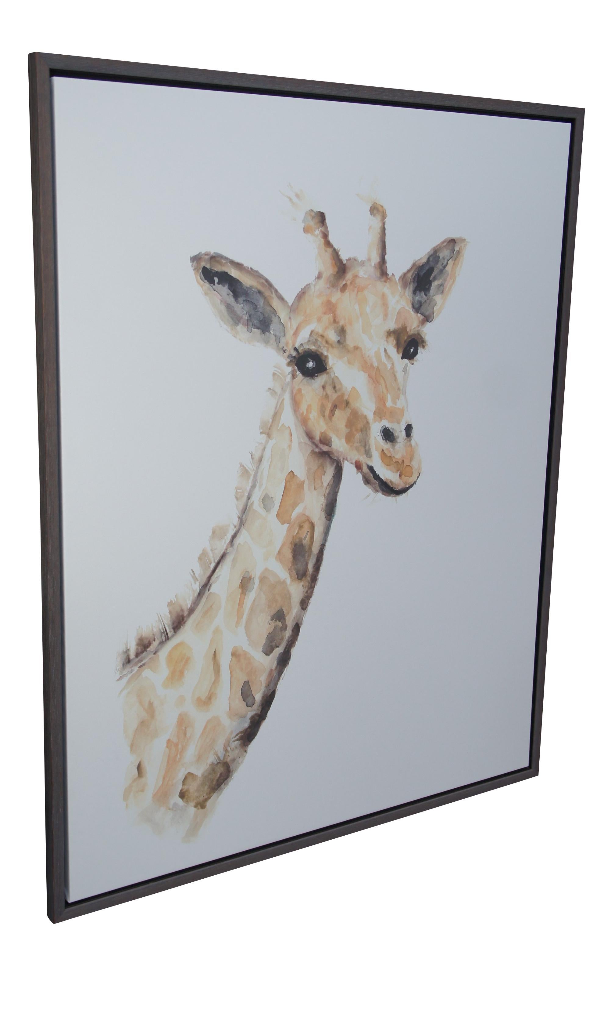 Restoration Hardware Giraffe Safari Watercolor Painting Italian Frame Art 52