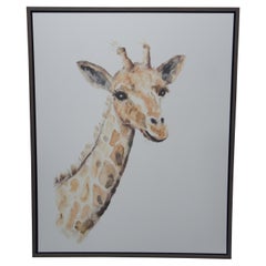 Restoration Hardware Giraffe Safari Watercolor Painting Italian Frame Art 52"