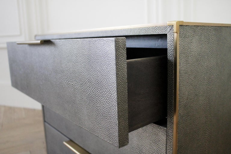 Restoration Hardware Gray Saunderson Shagreen Nightstand at 1stDibs