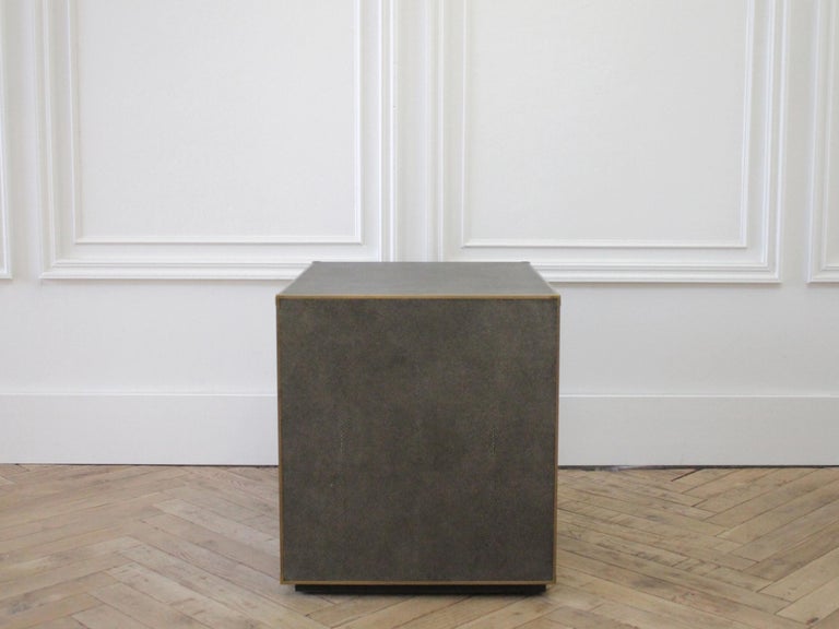 Restoration Hardware Gray Saunderson Shagreen Nightstand at 1stDibs