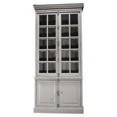 Restoration Hardware Grey Glass Two-Piece Cabinet