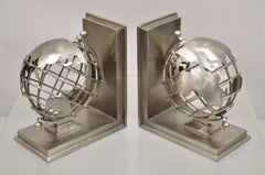 Restoration Hardware Industrial Modern Metal Spinning Globe Bookends - a Pair