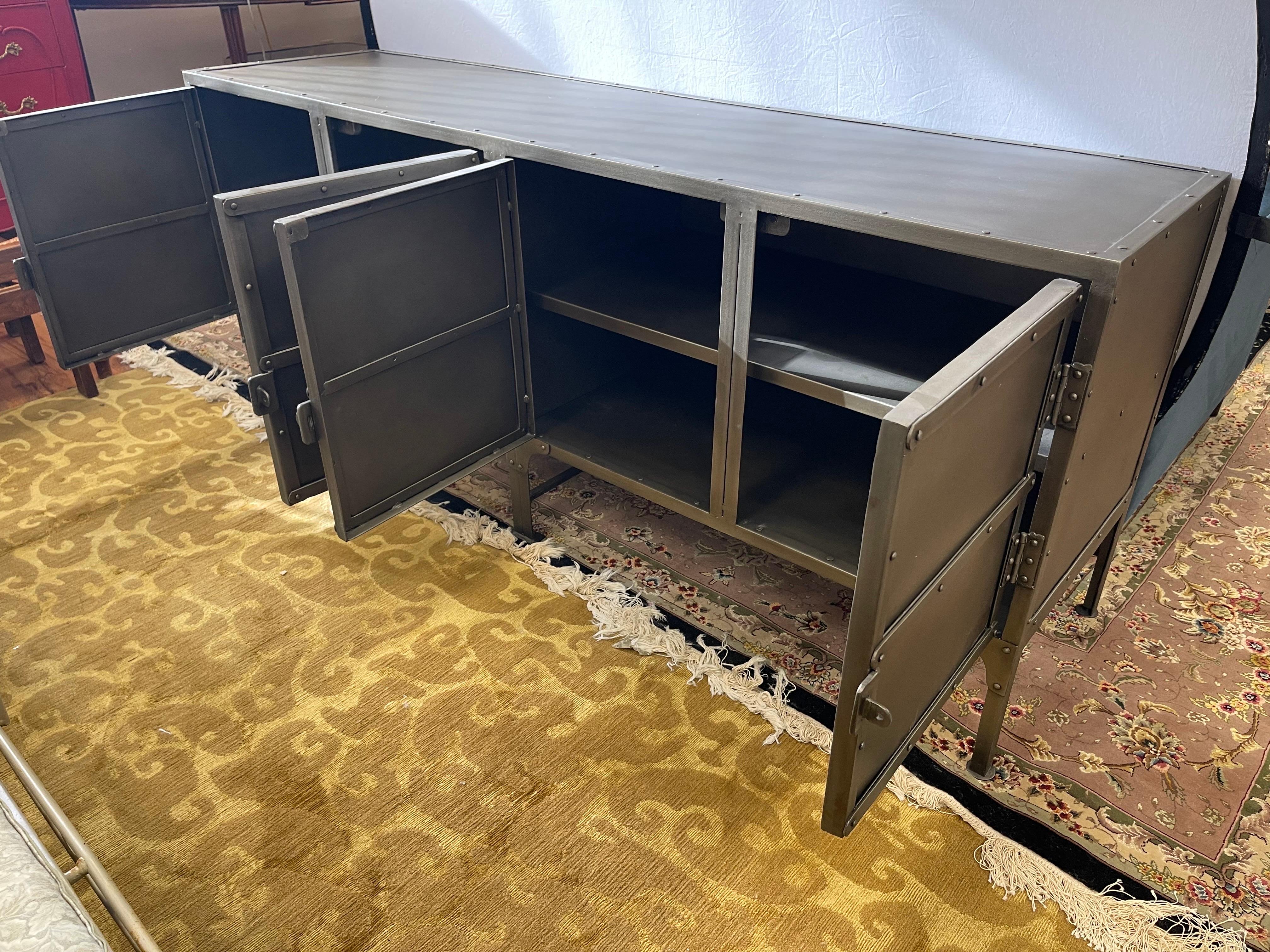 Restoration Hardware Industrial Style Metal Cabinet Sideboard Credenza 3