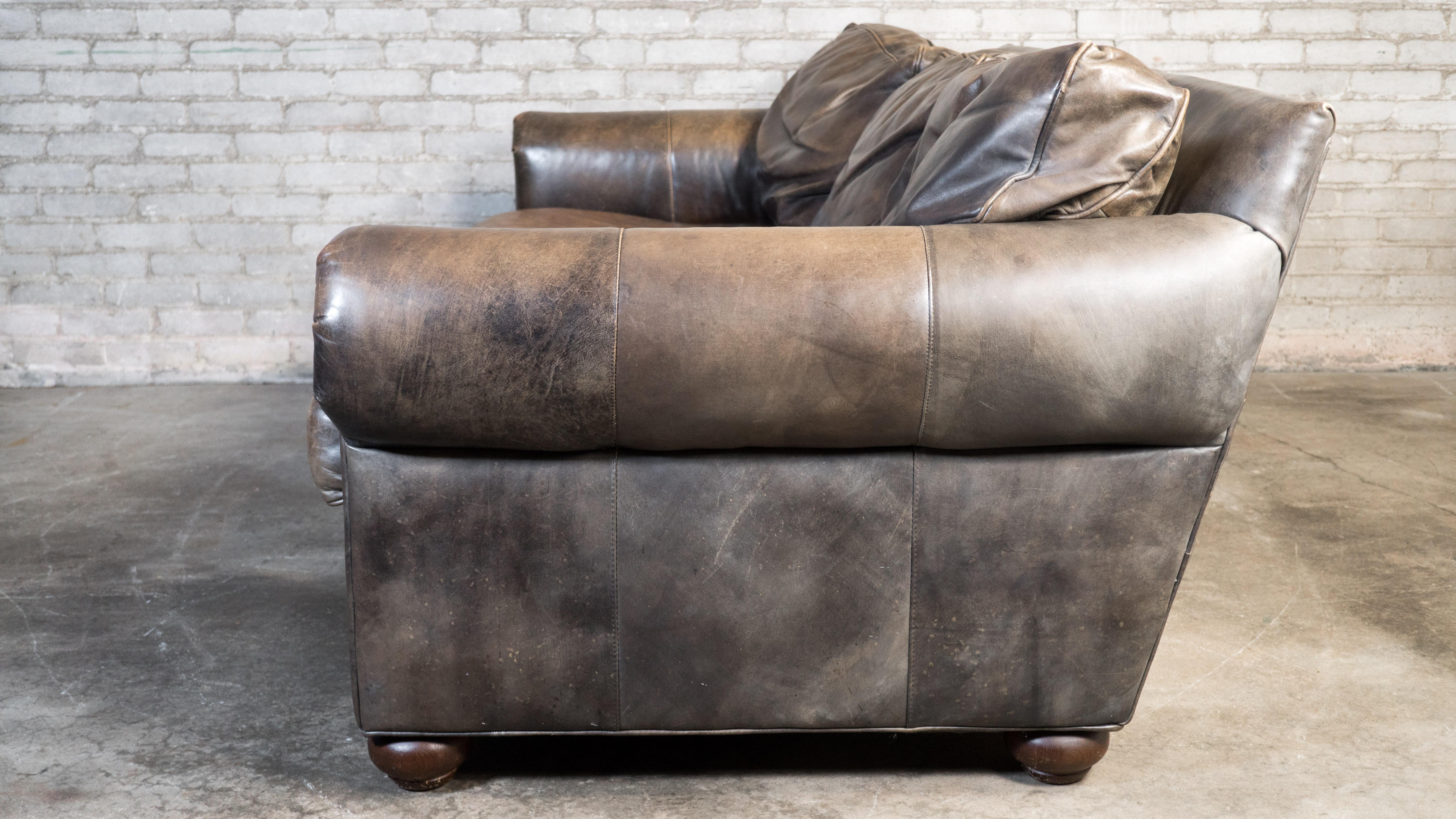 Restoration Hardware 'Lancaster' Distressed Leather Sofa 4