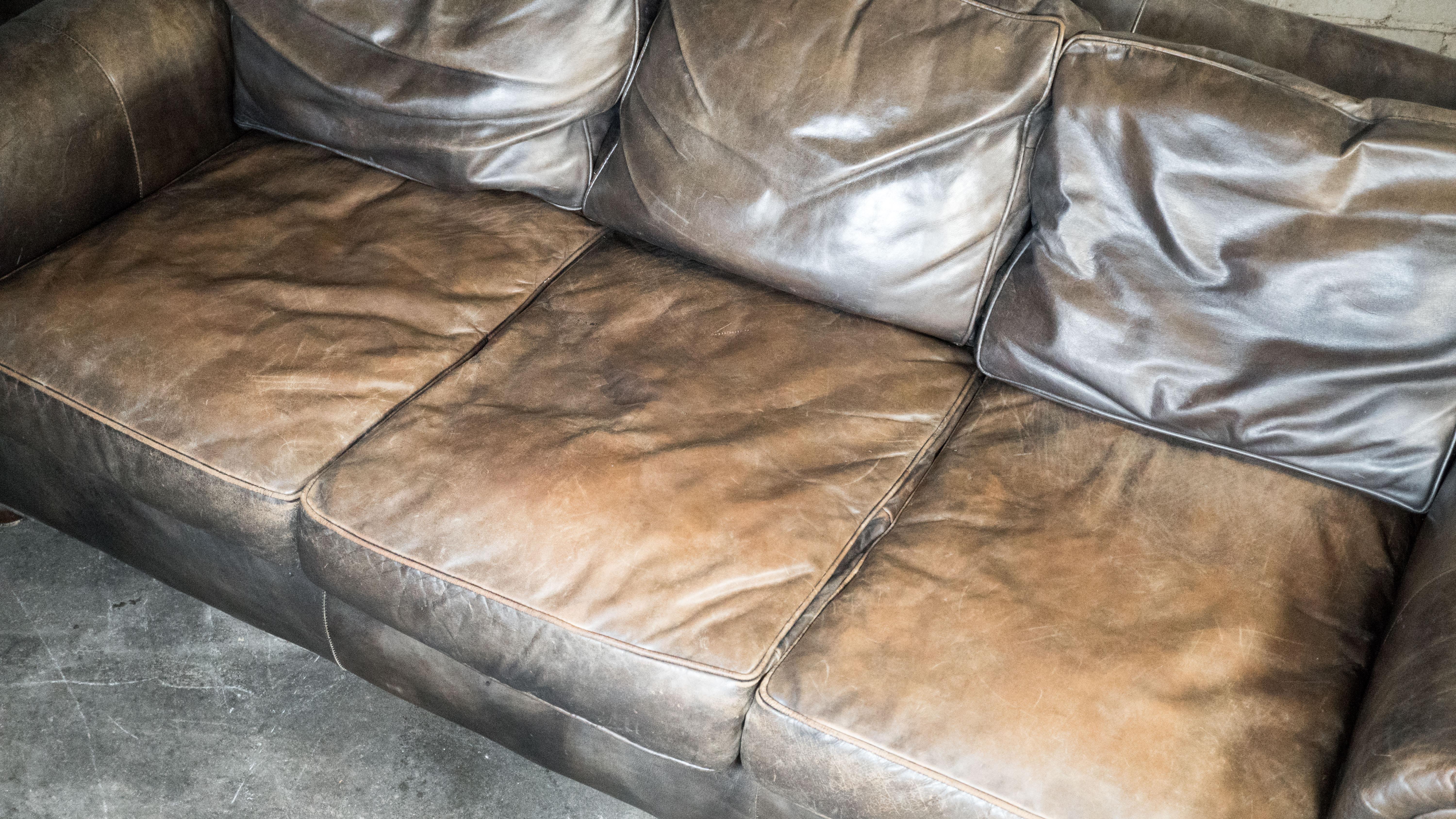 Restoration Hardware 'Lancaster' Distressed Leather Sofa 7