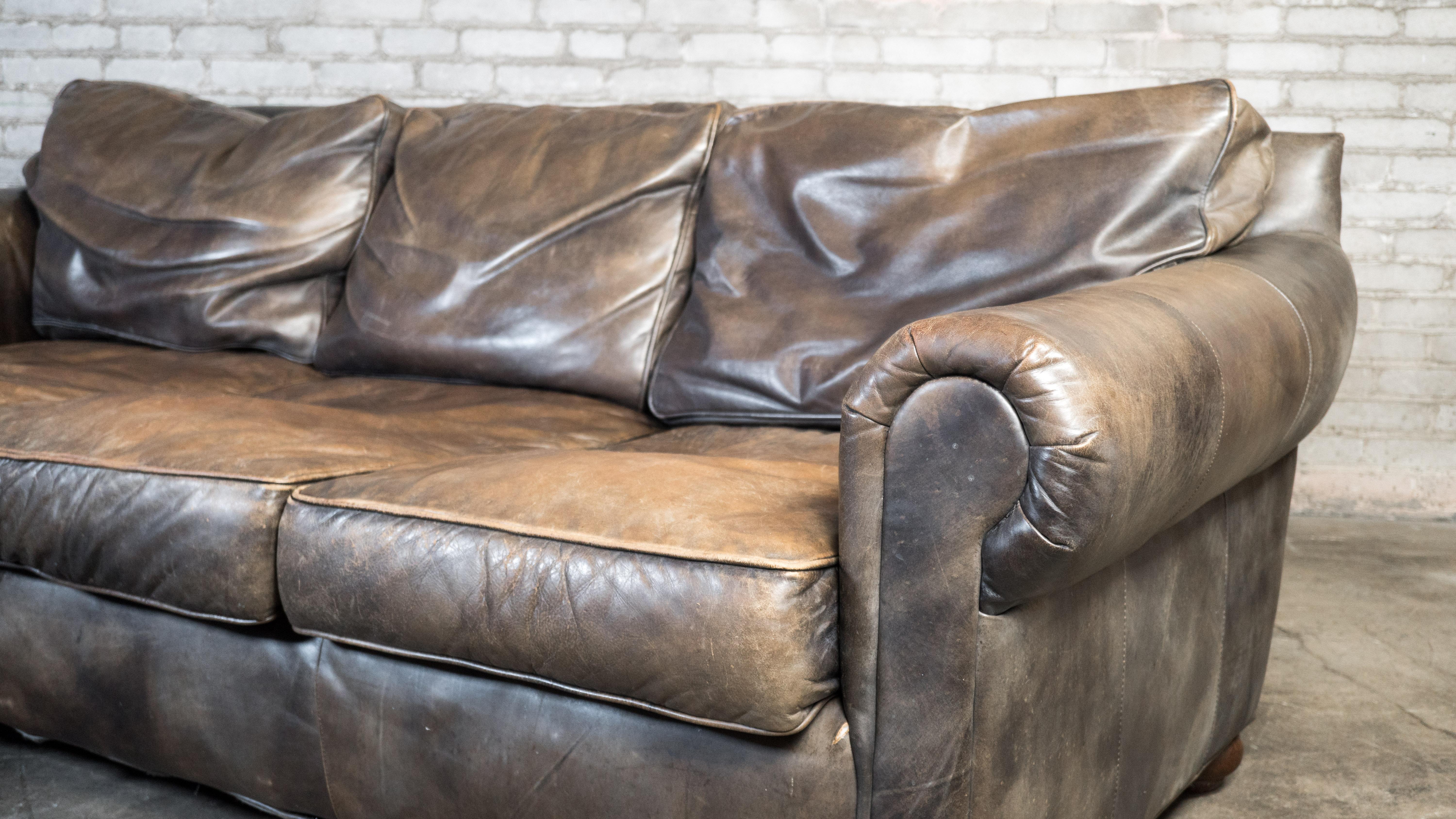 Restoration Hardware 'Lancaster' Distressed Leather Sofa 1
