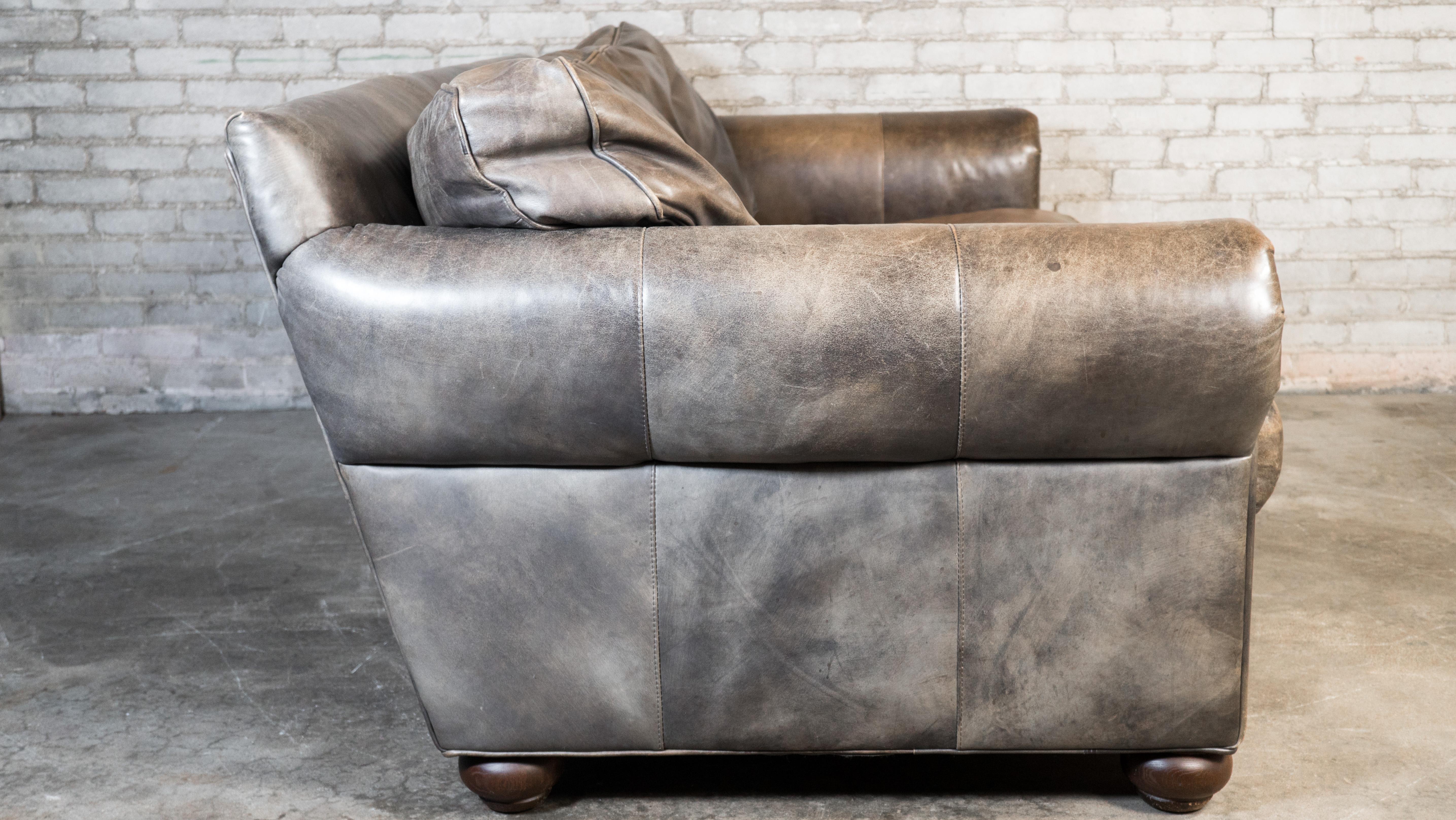 Restoration Hardware 'Lancaster' Distressed Leather Sofa 2