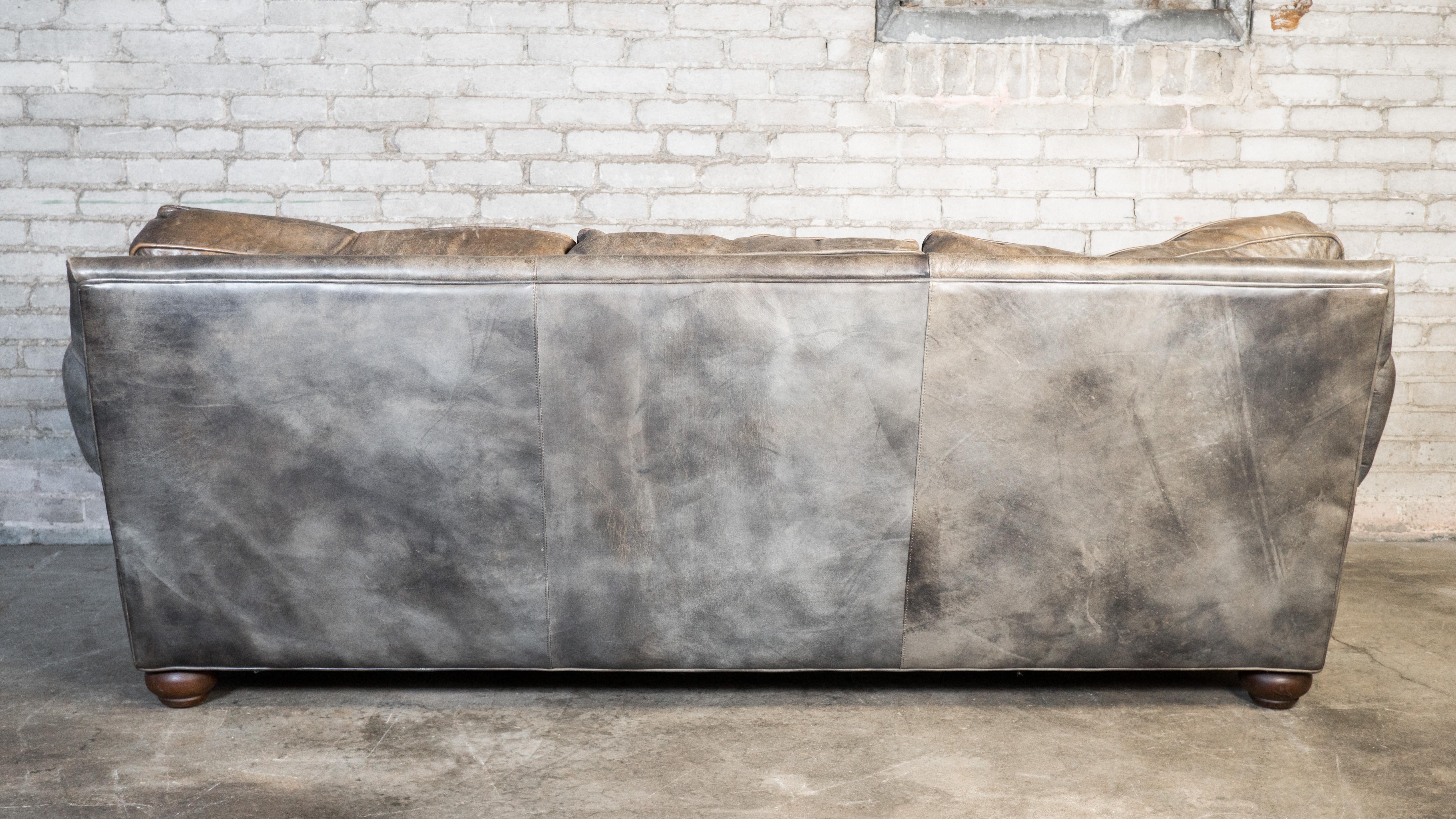 Restoration Hardware 'Lancaster' Distressed Leather Sofa 3