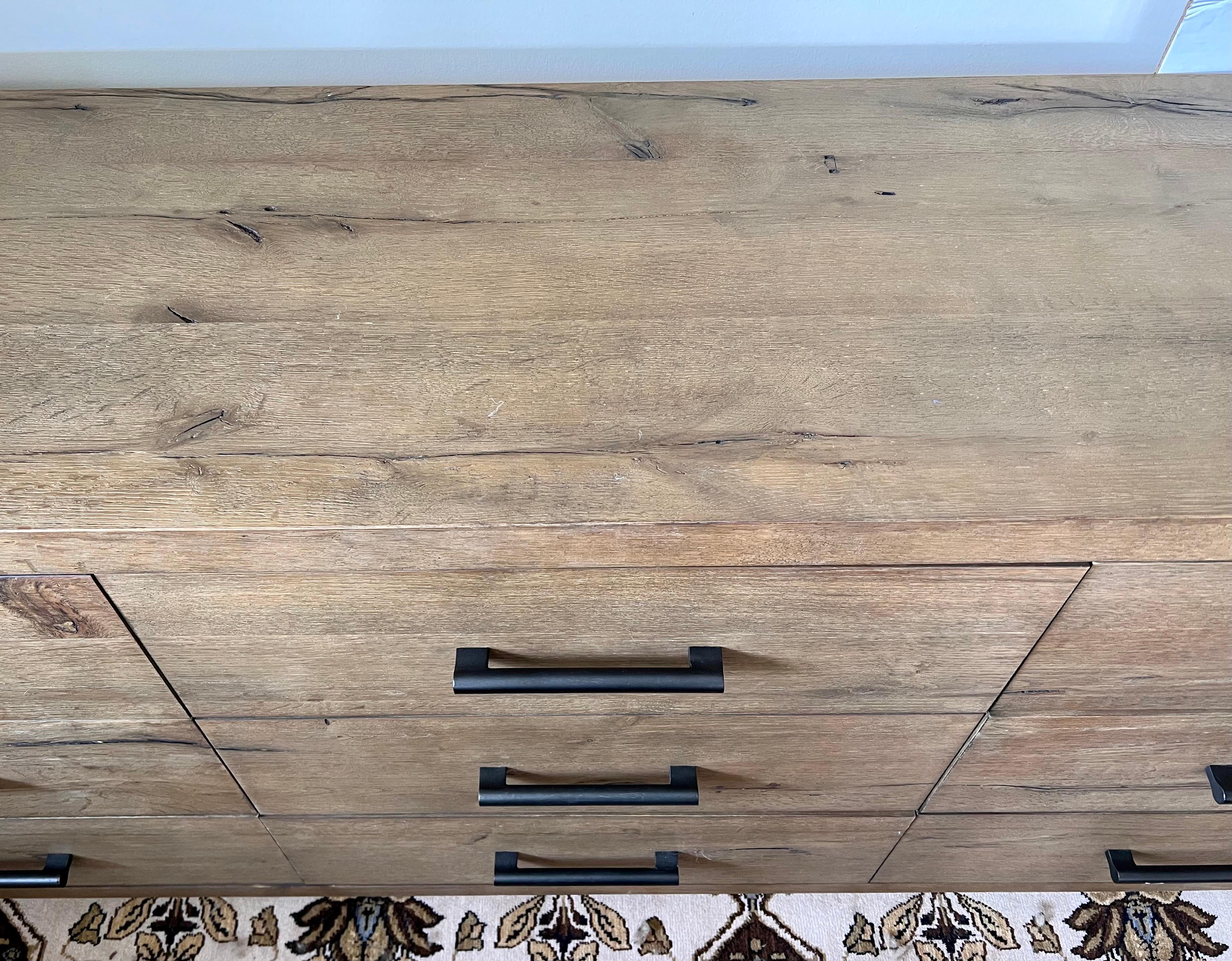 Contemporary Restoration Hardware Large Oak Nine Drawer Dresser Chest of Drawers