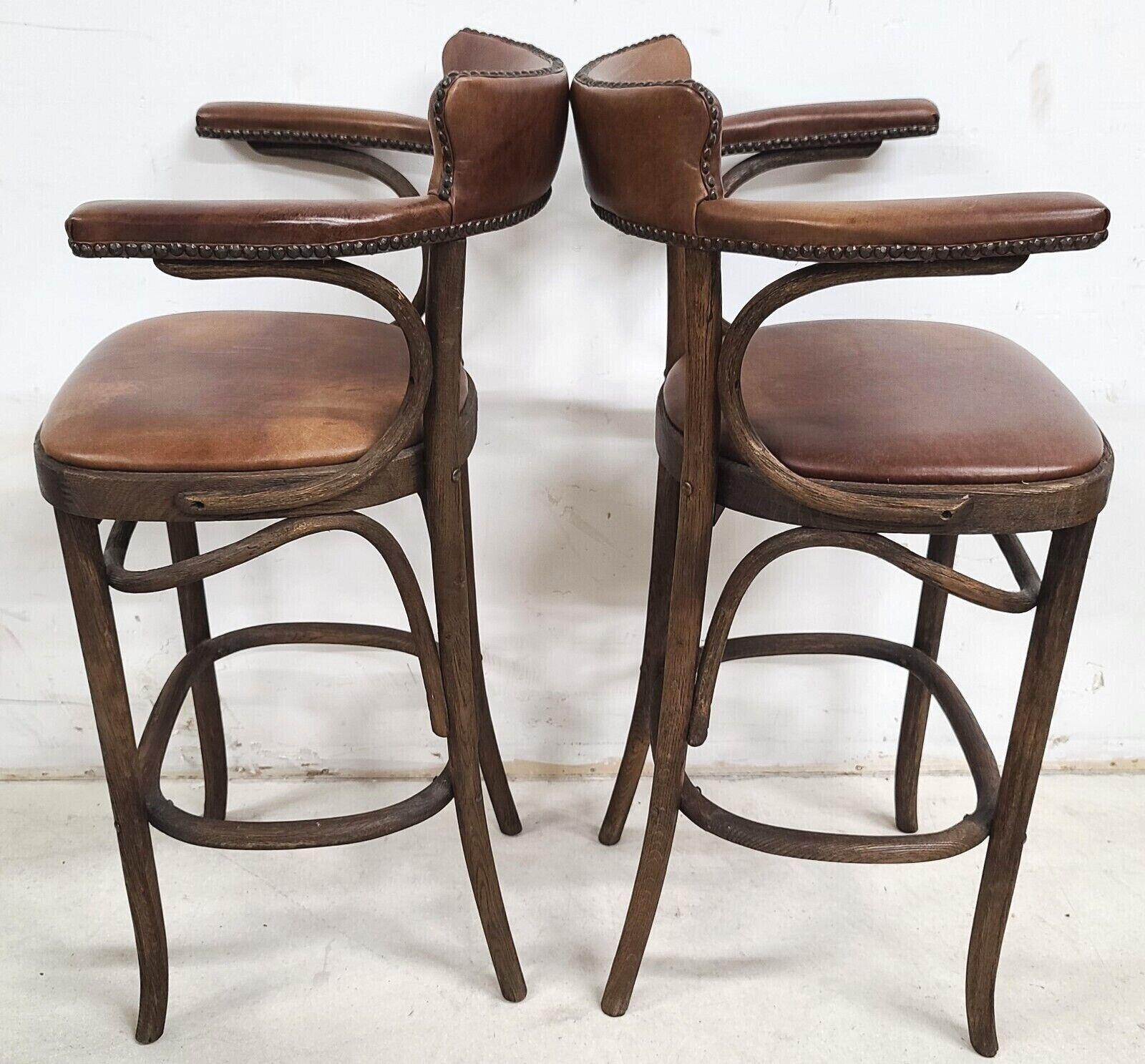 Restoration Hardware Leather Bistro Thonet Barstools, Set of 4 In Good Condition In Lake Worth, FL