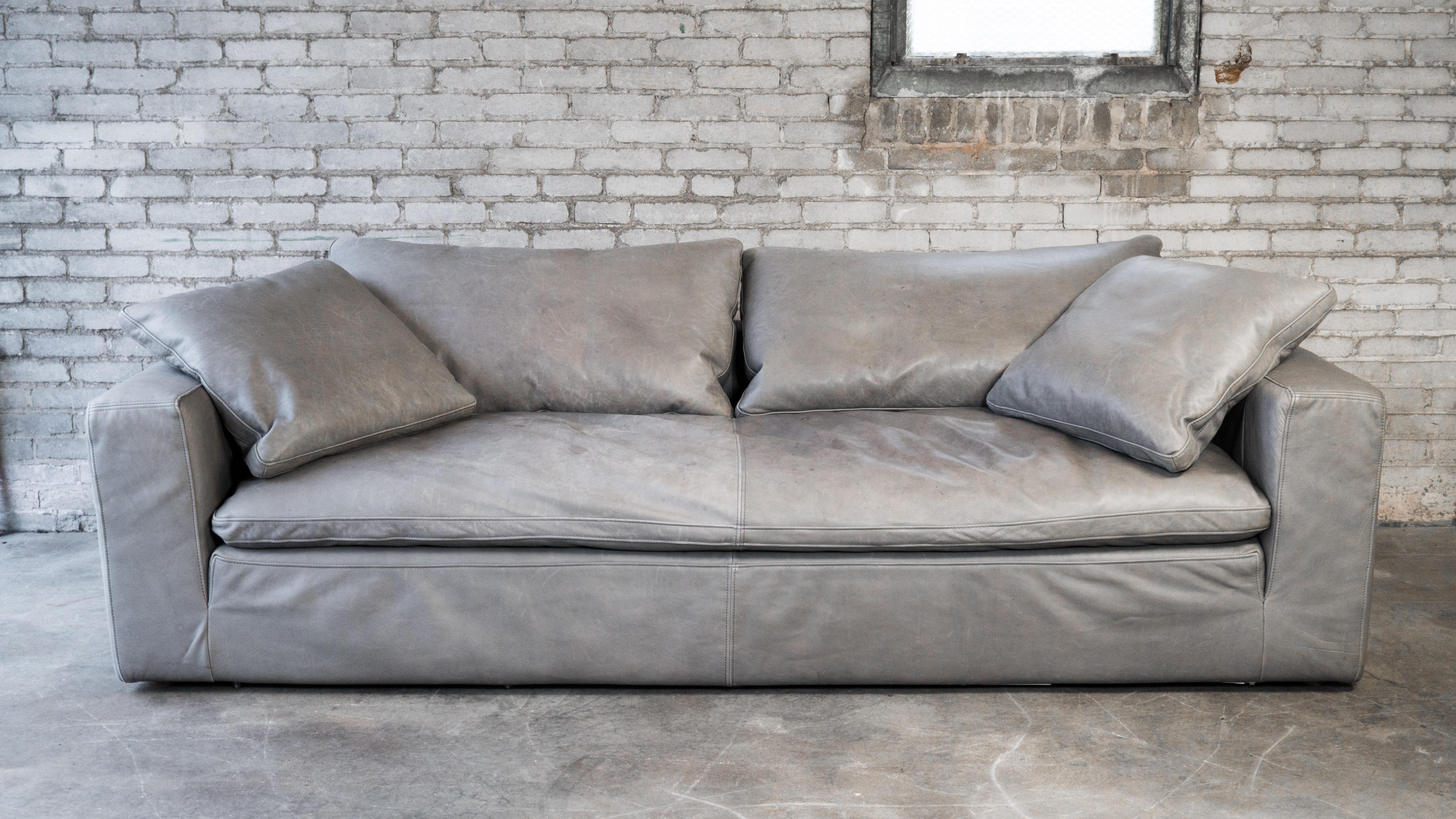 Modern Restoration Hardware Leather Cloud Sofa
