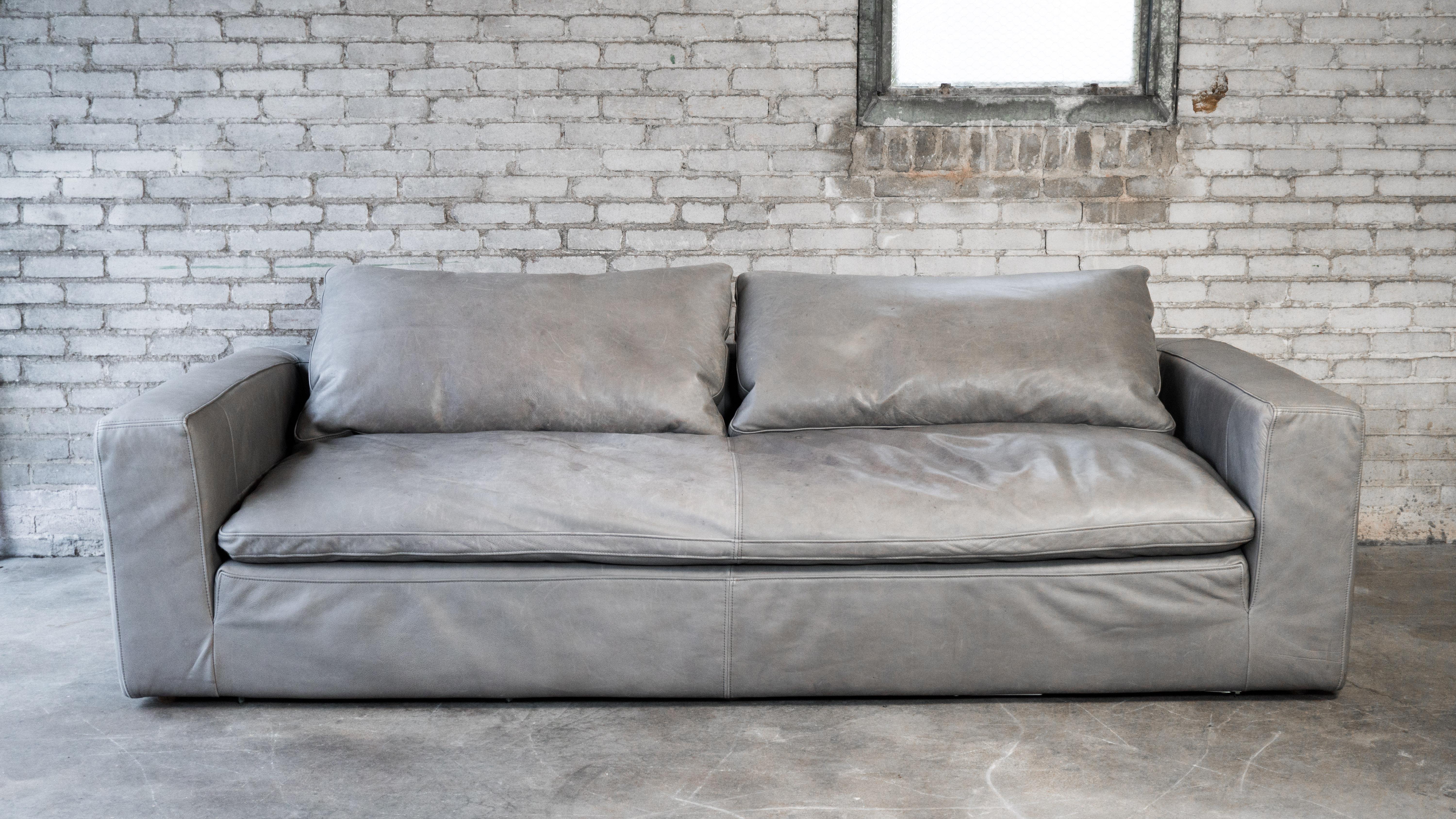 Chinese Restoration Hardware Leather Cloud Sofa