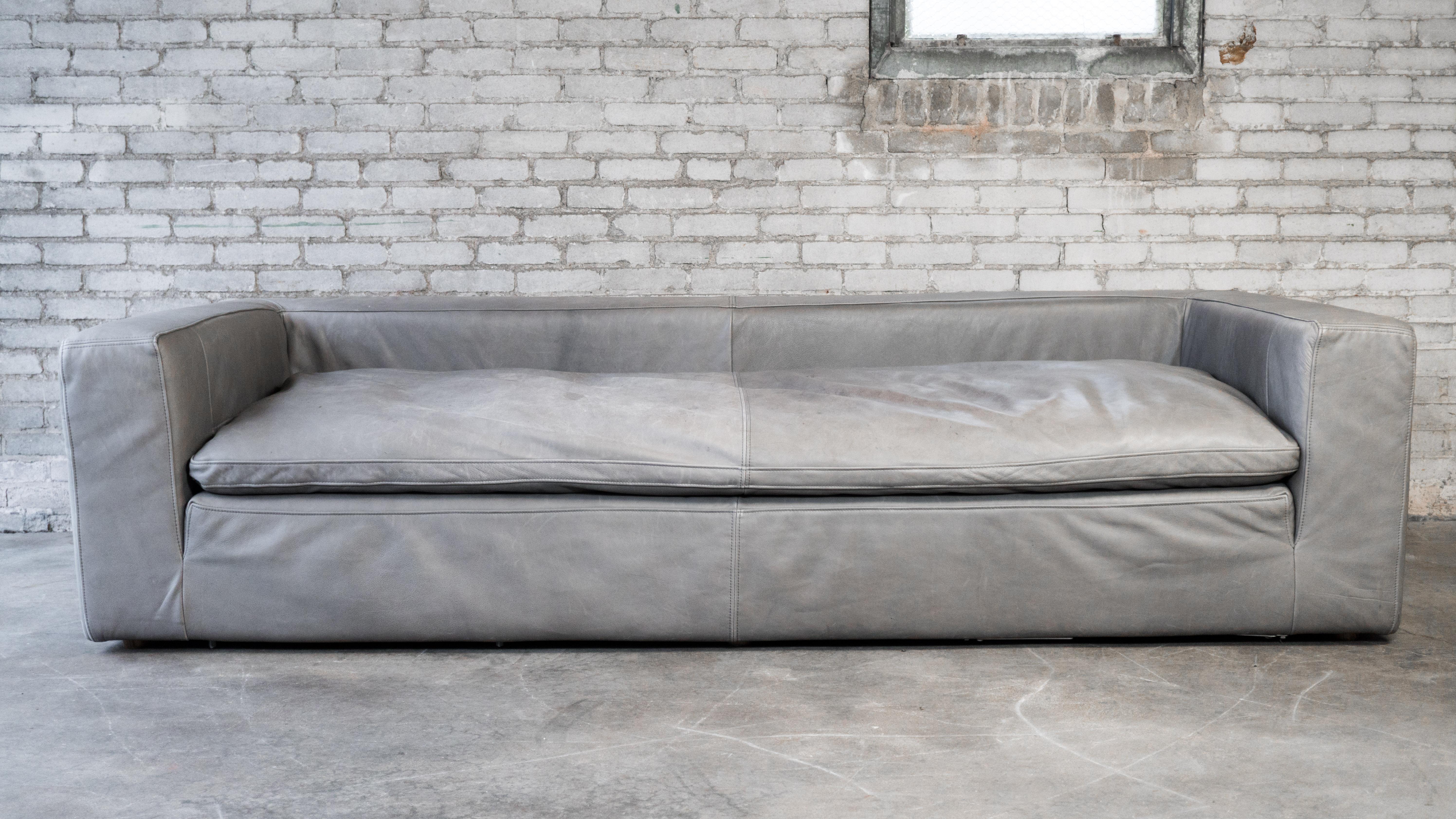 Restoration Hardware Leather Cloud Sofa In Good Condition In Boston, MA