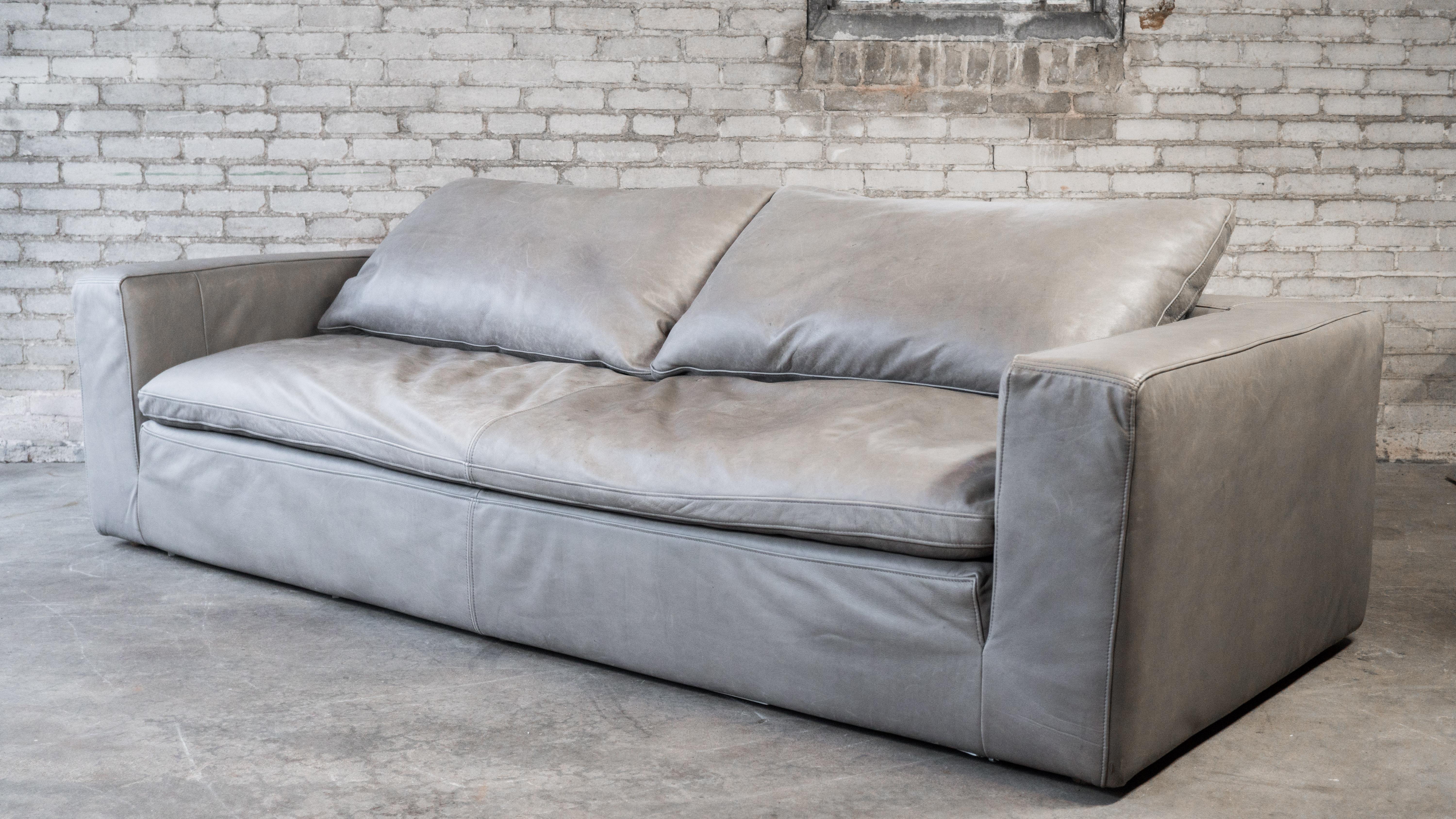Contemporary Restoration Hardware Leather Cloud Sofa