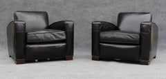 Restoration Hardware Leather Library or Lounge Chair Black Leather Brass Studs