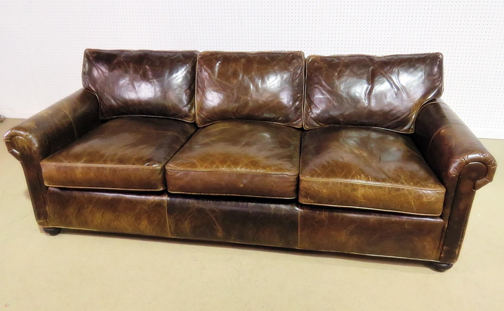 Restoration hardware distressed leather sofa.