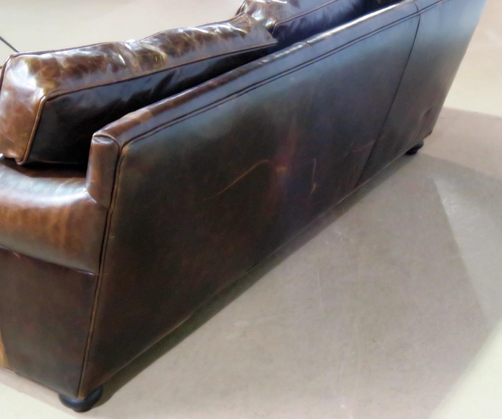 Modern Restoration Hardware Leather Sofa