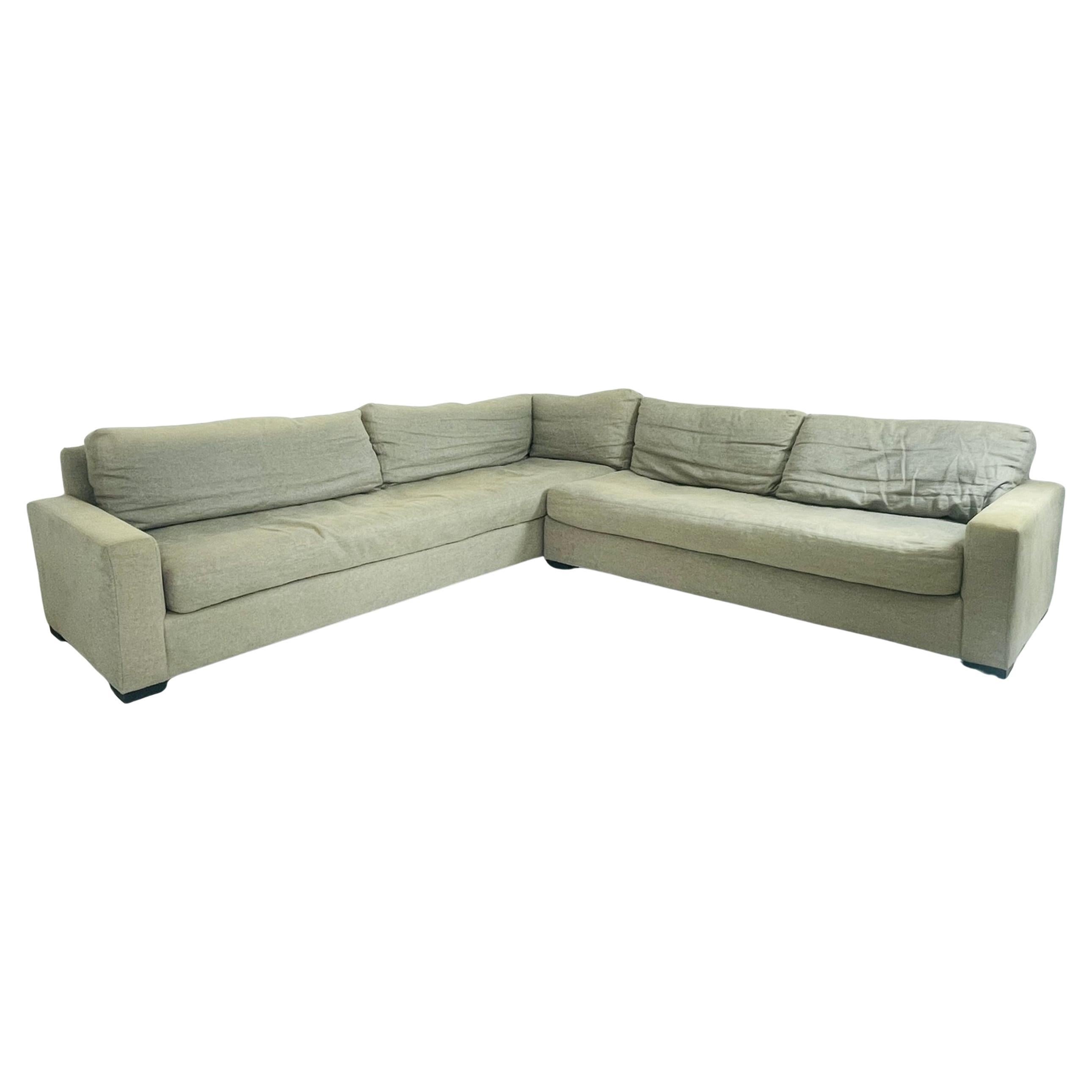 Restoration Hardware Linen 2-Piece Sectional Sofa, Modern RH Corner Couch en vente