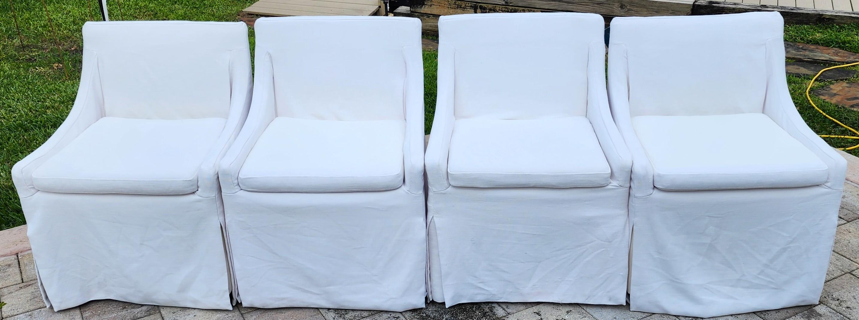 Organique Restoration Hardware Low Belgian Slope Arm Slipcovered Dining Side Chairs RH en vente