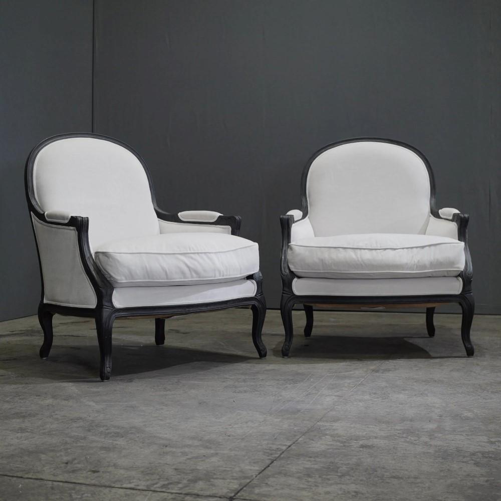 Contemporary Restoration Hardware Lyon Chair with Fabric Padding