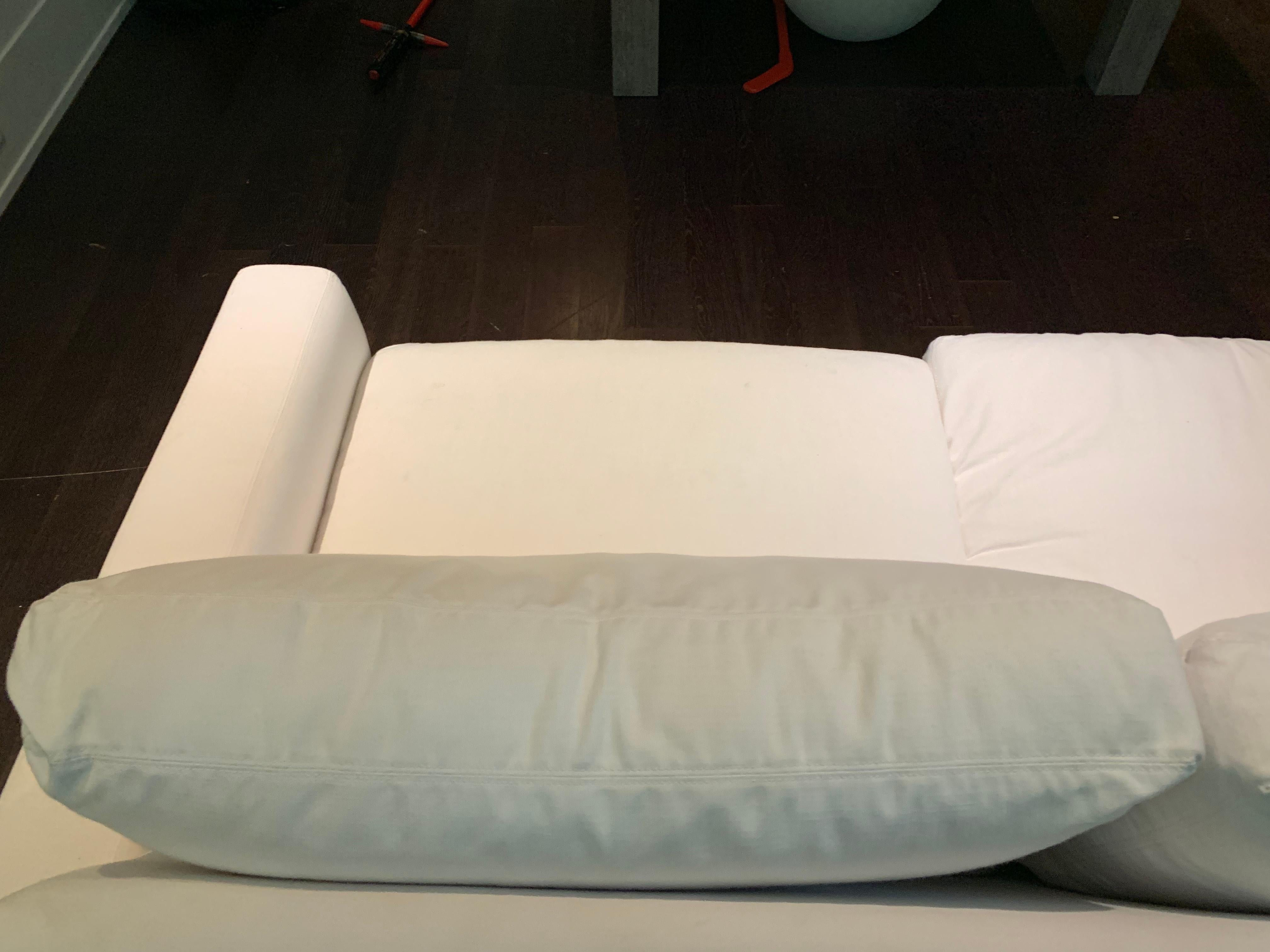 Contemporary Restoration Hardware Maxwell Sofa in White Linen Slipcover