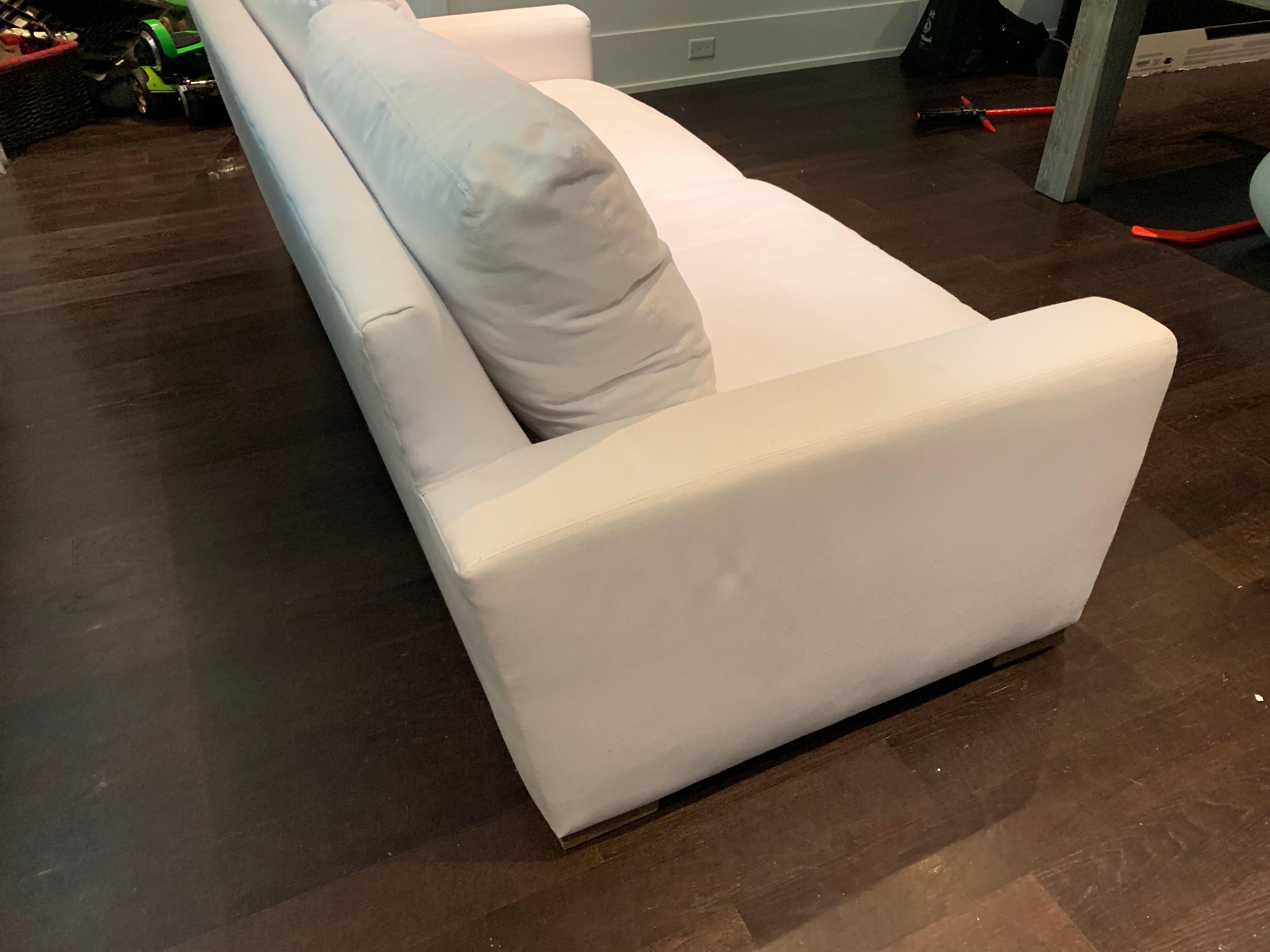 Modern Restoration Hardware Maxwell Sofa in White Linen Slipcover
