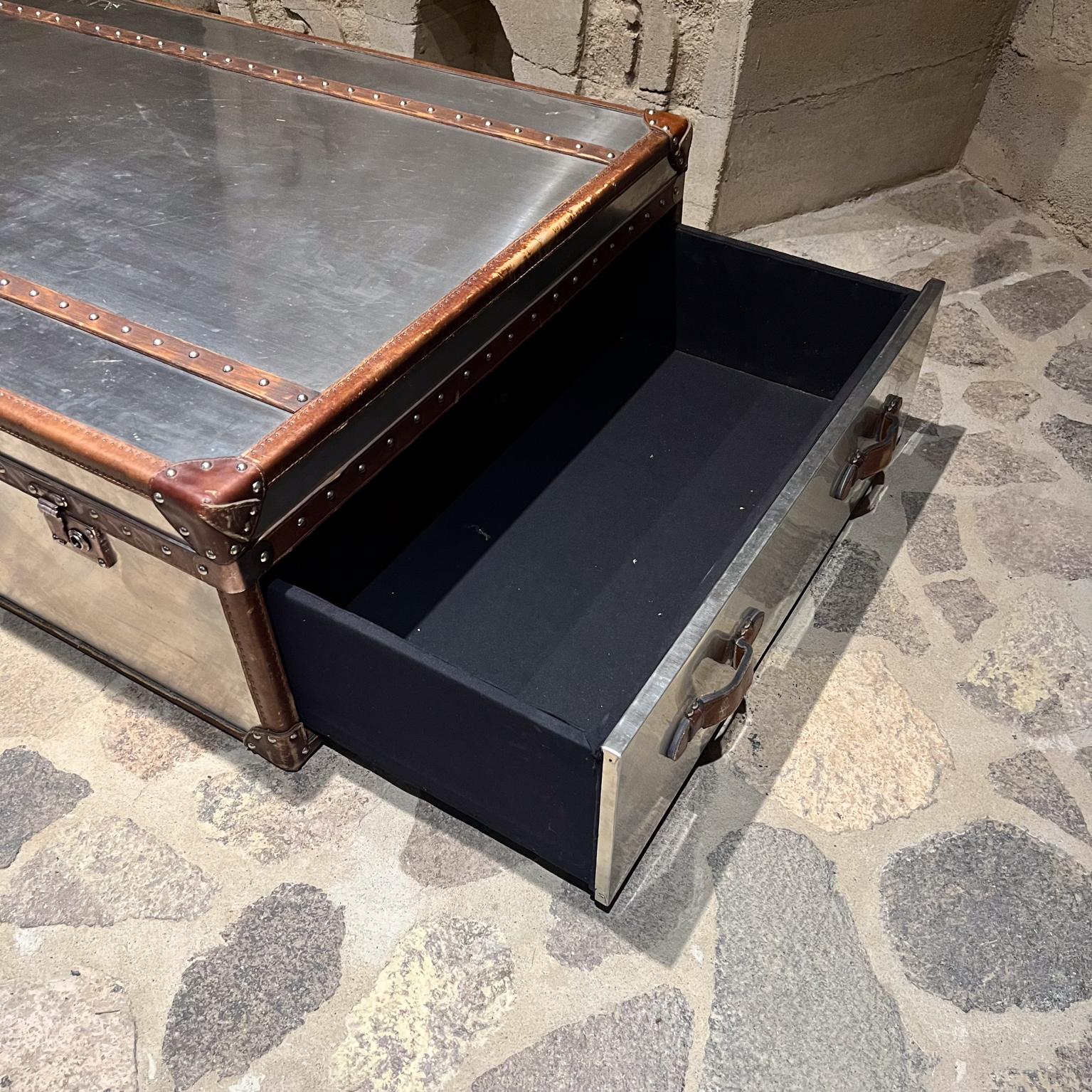 Restoration Hardware Mayfair Steamer Trunk Coffee Table Steel and Leather 5