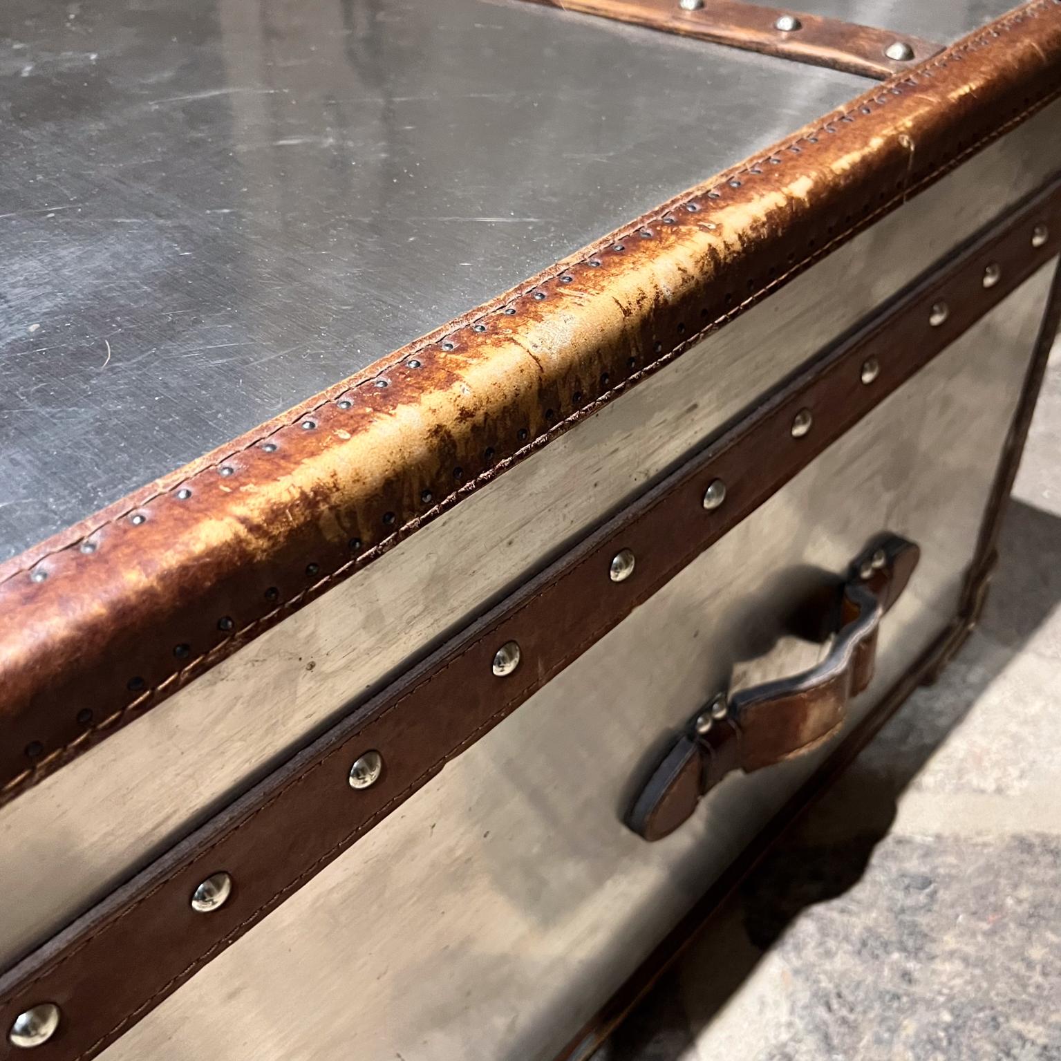 Restoration Hardware Mayfair Steamer Trunk Coffee Table Steel and Leather 6