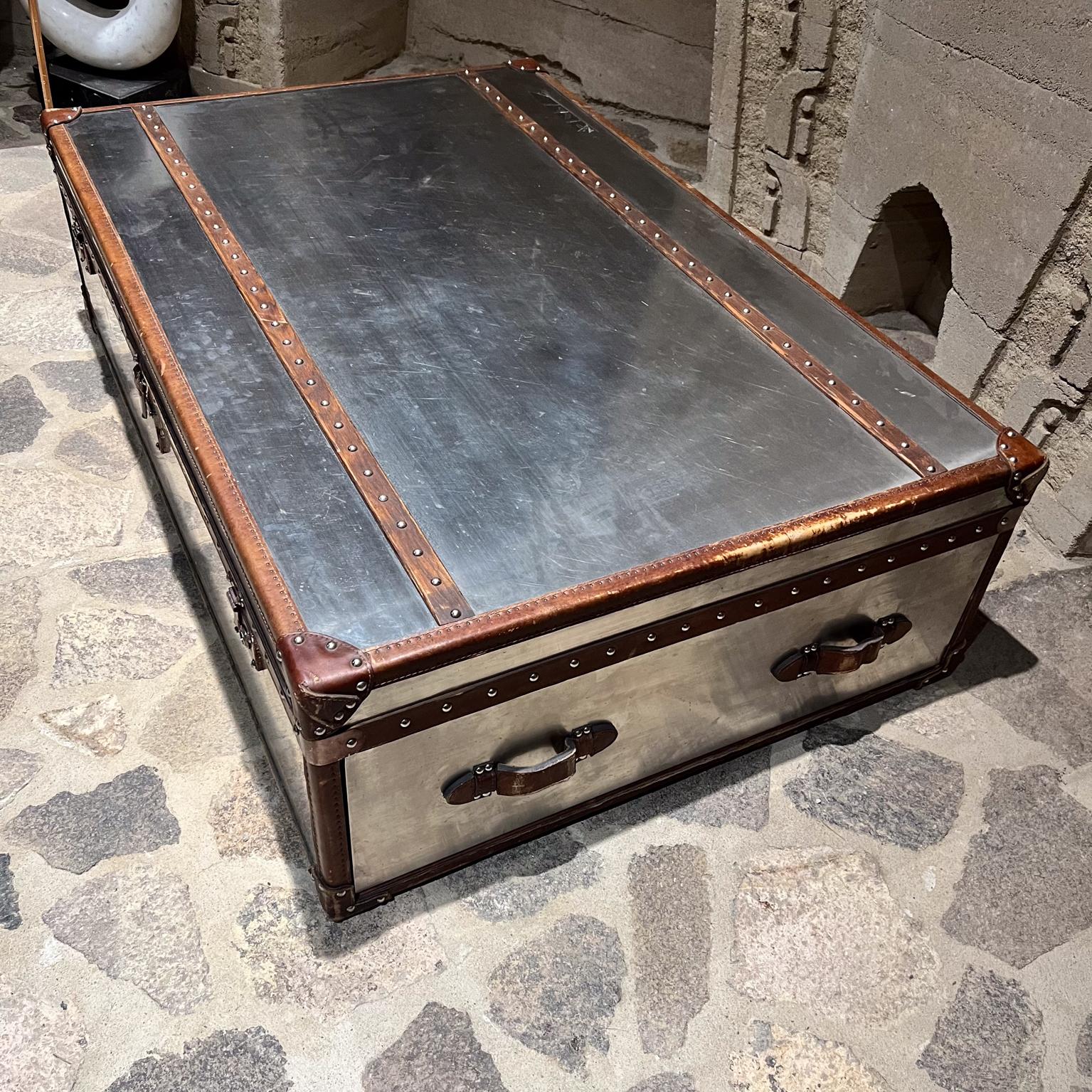 Restoration Hardware Mayfair Steamer Trunk Coffee Table Steel and Leather 7