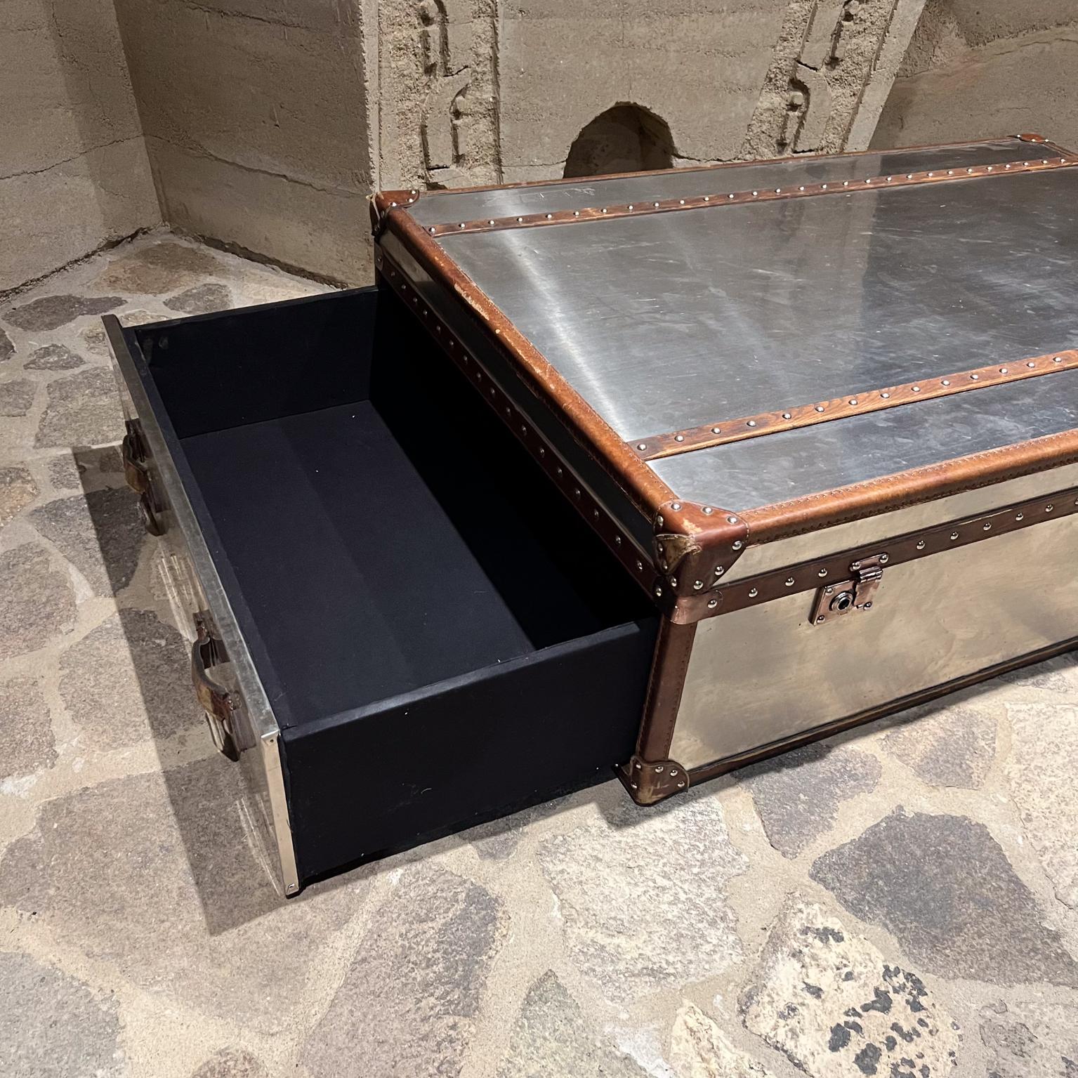 Restoration Hardware Mayfair Steamer Trunk Coffee Table Steel and Leather 4