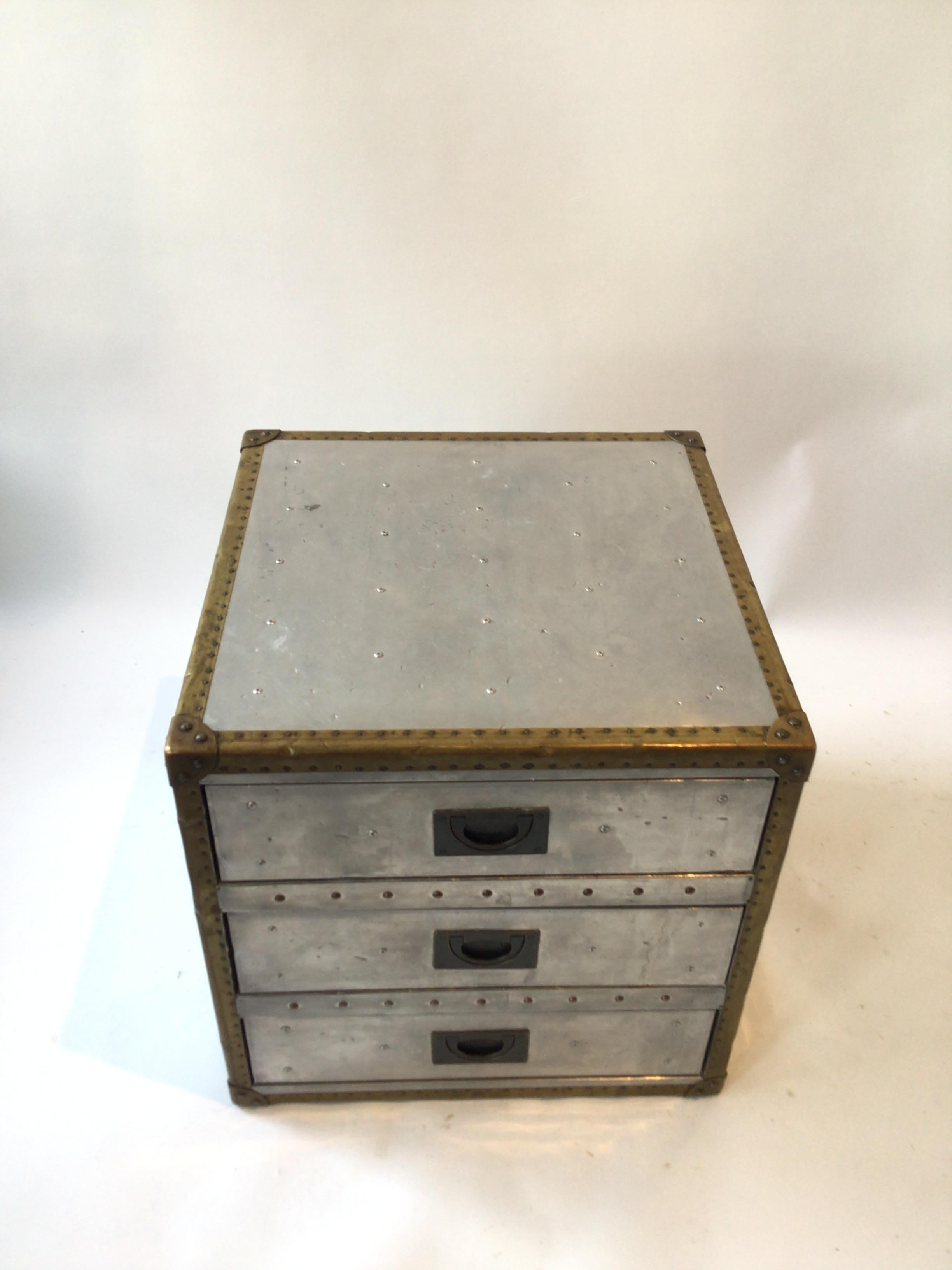Restoration Hardware Metal Campaign Style End Table In Good Condition In Tarrytown, NY