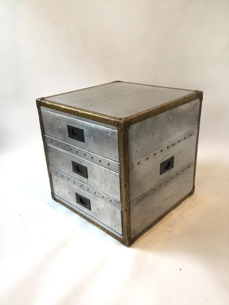 Restoration Hardware Metal Campaign Style End Table For Sale at 1stDibs