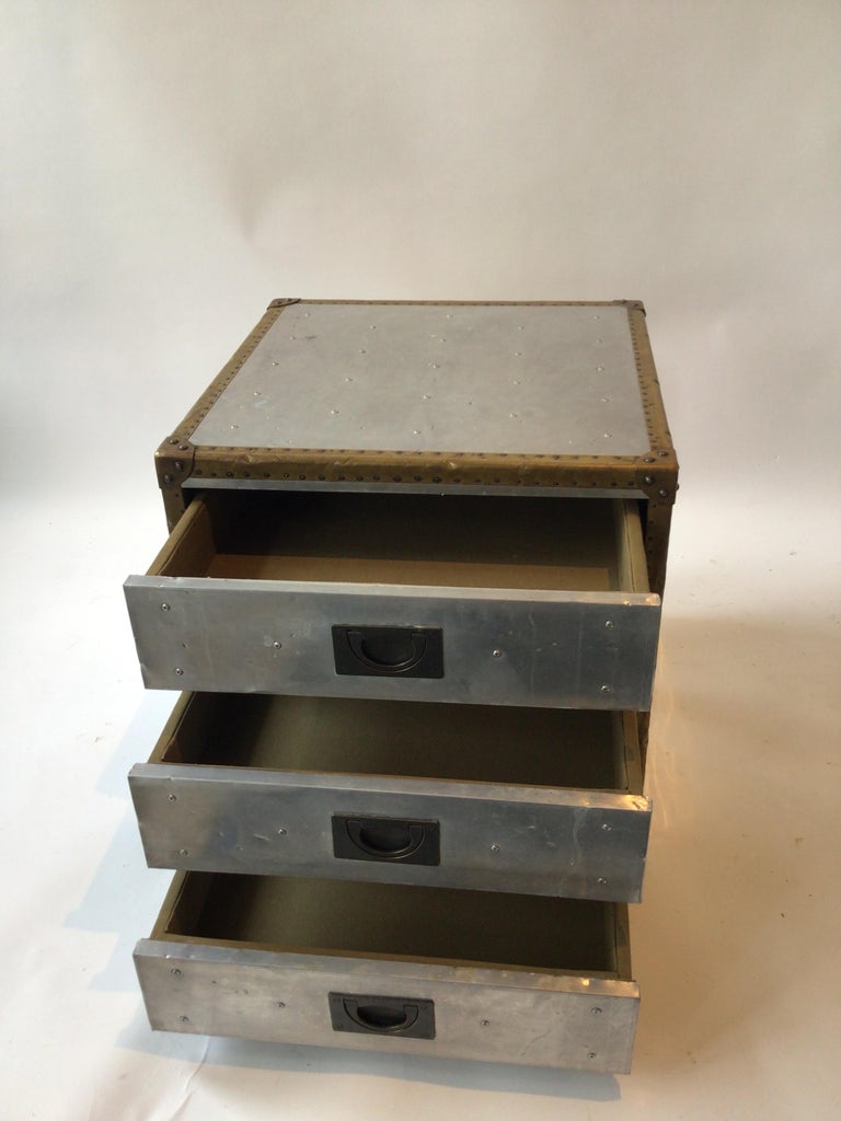 Restoration Hardware Metal Campaign Style End Table For Sale at 1stDibs