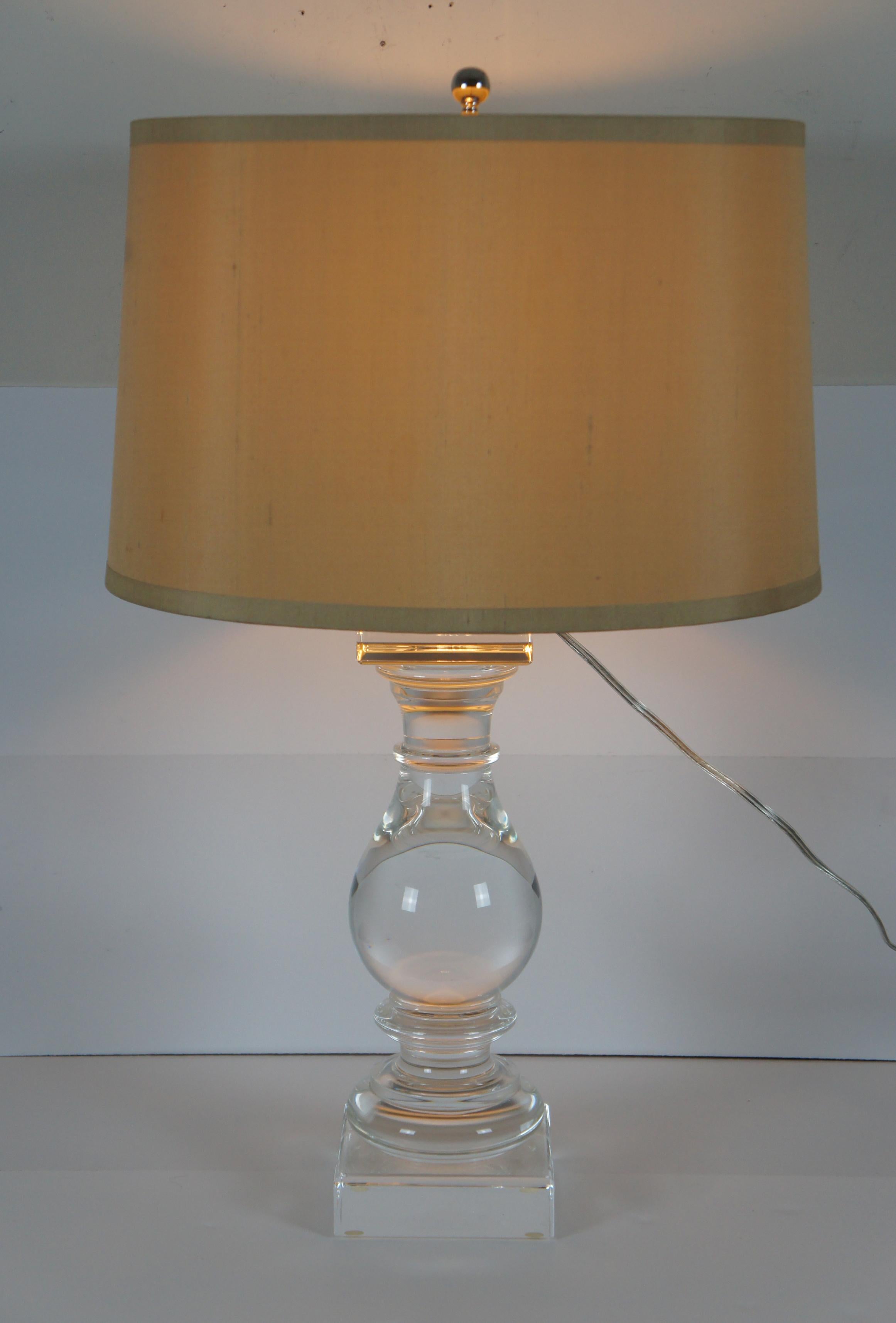 20th Century Restoration Hardware Modern Crystal Banister Table Lamp Baluster Light Glass