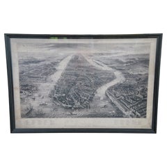 Vintage Restoration Hardware Old Manhattan New York 1867 Panoramic Etched Map