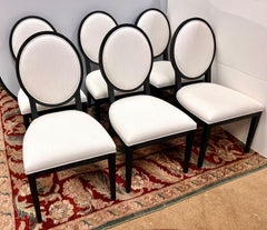 Restoration Hardware Oval Back Linen Dining Chairs, Set of 6