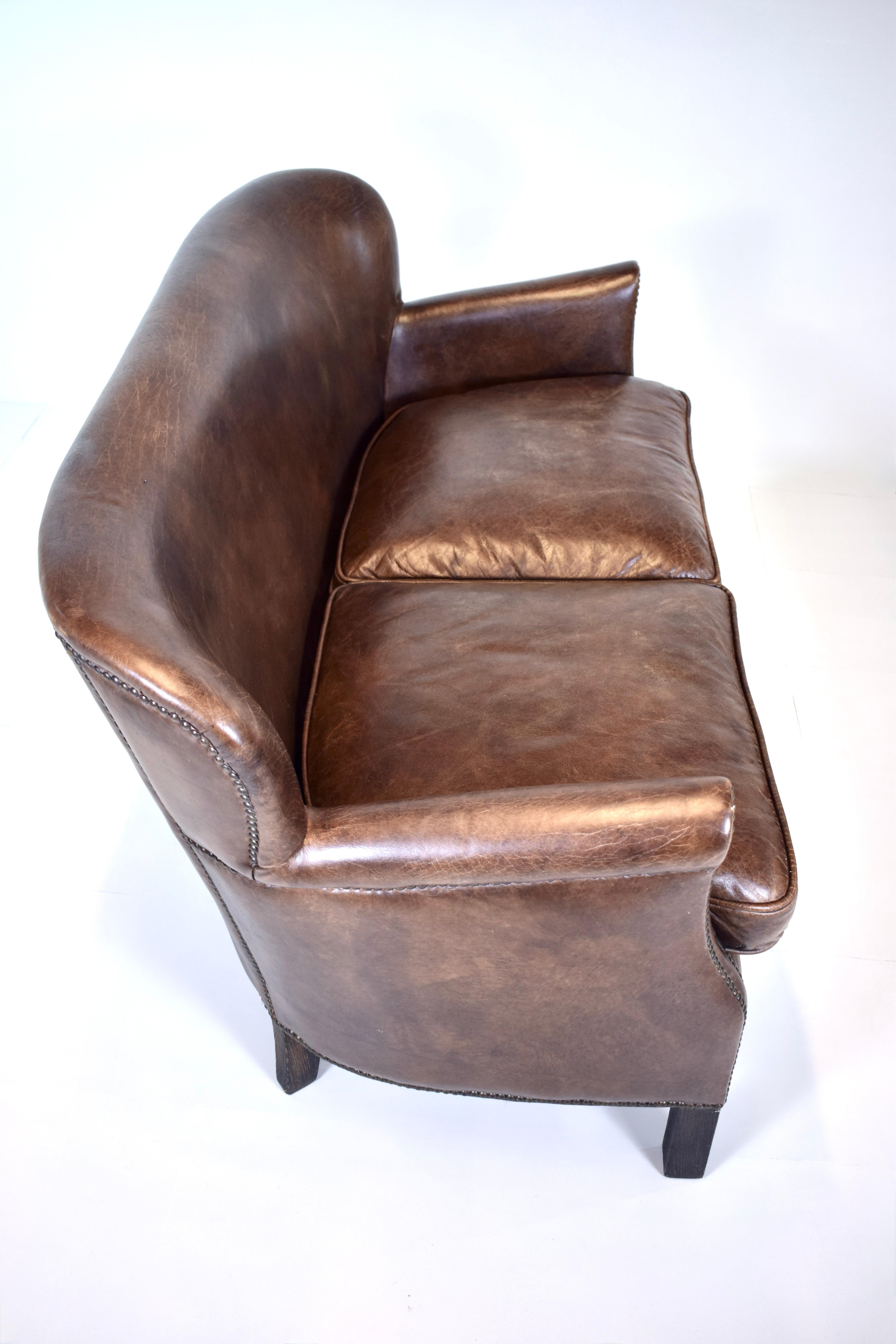 Restoration Hardware Professor's Leather Settee 4