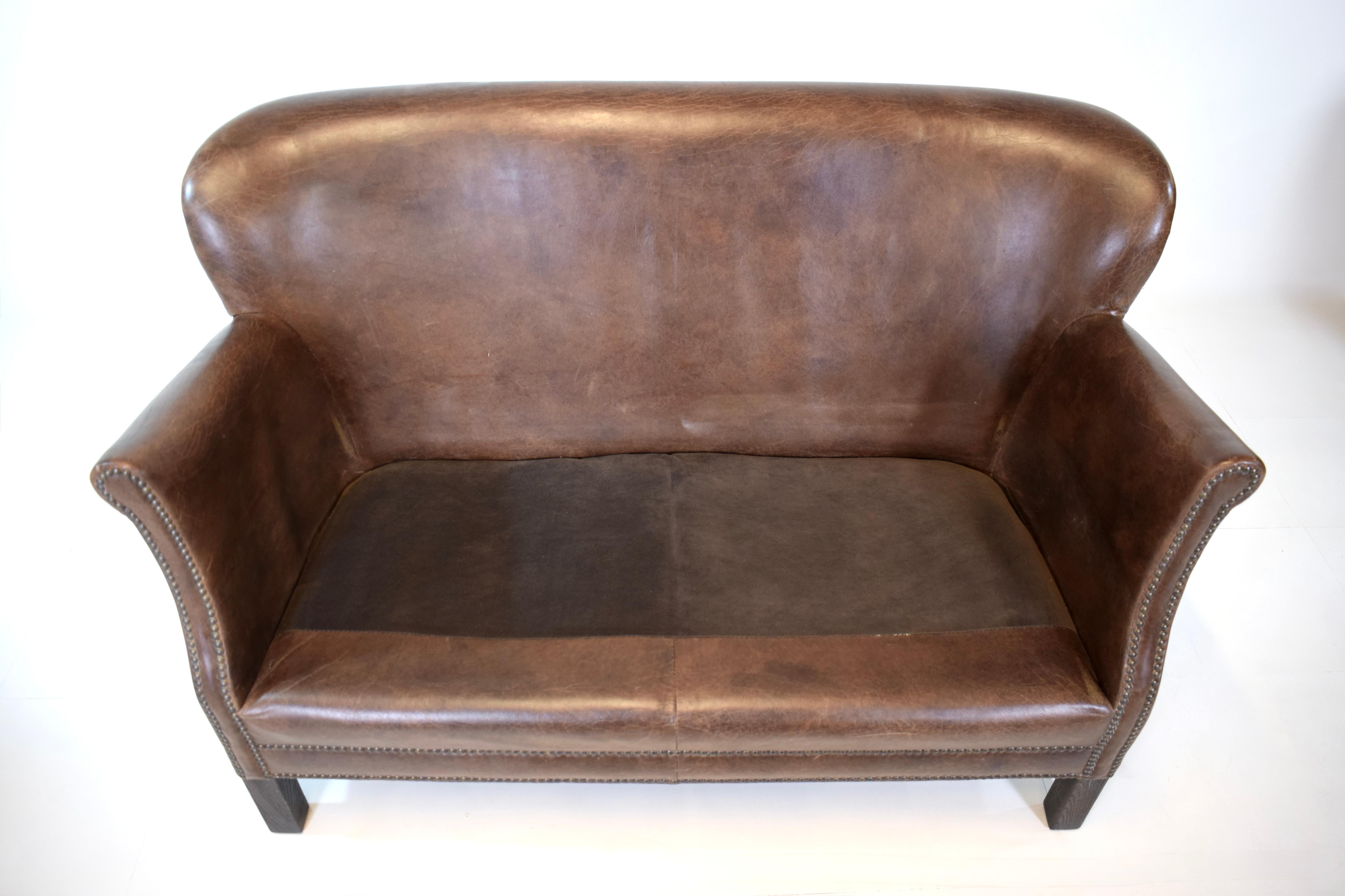 Restoration Hardware Professor's Leather Settee 5
